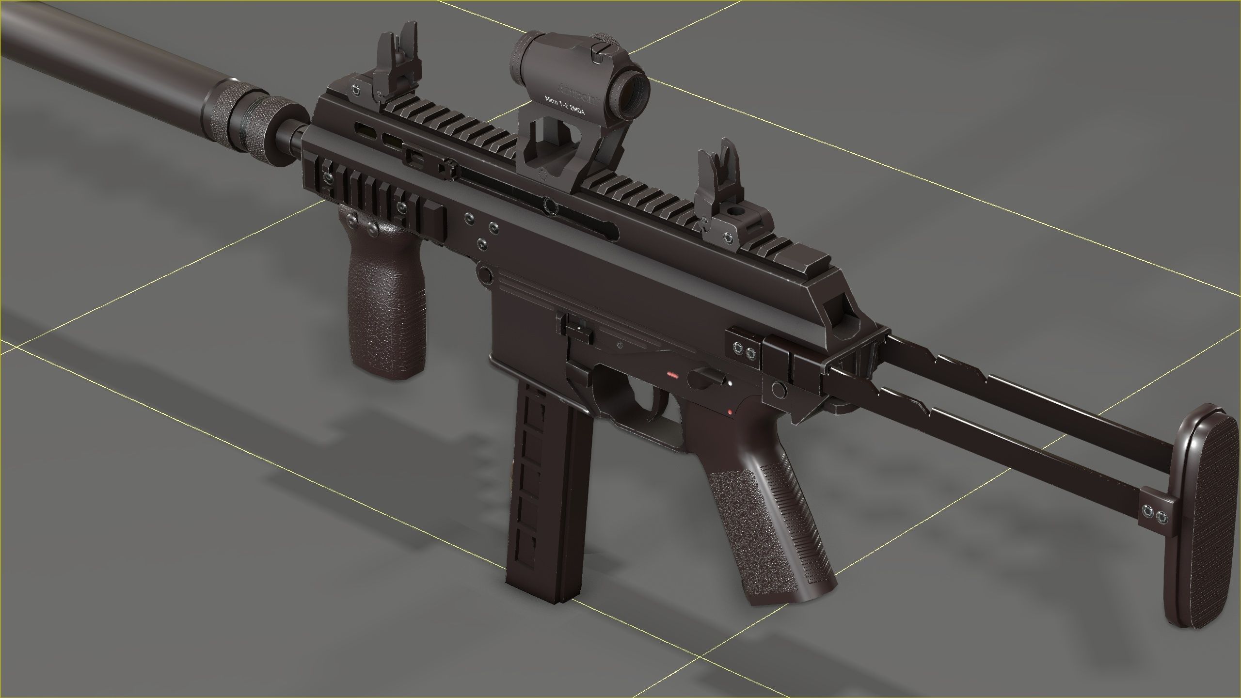 B and T APC PRO 9mm with suppressor and Surefire x400rv Low-poly 3D model_2