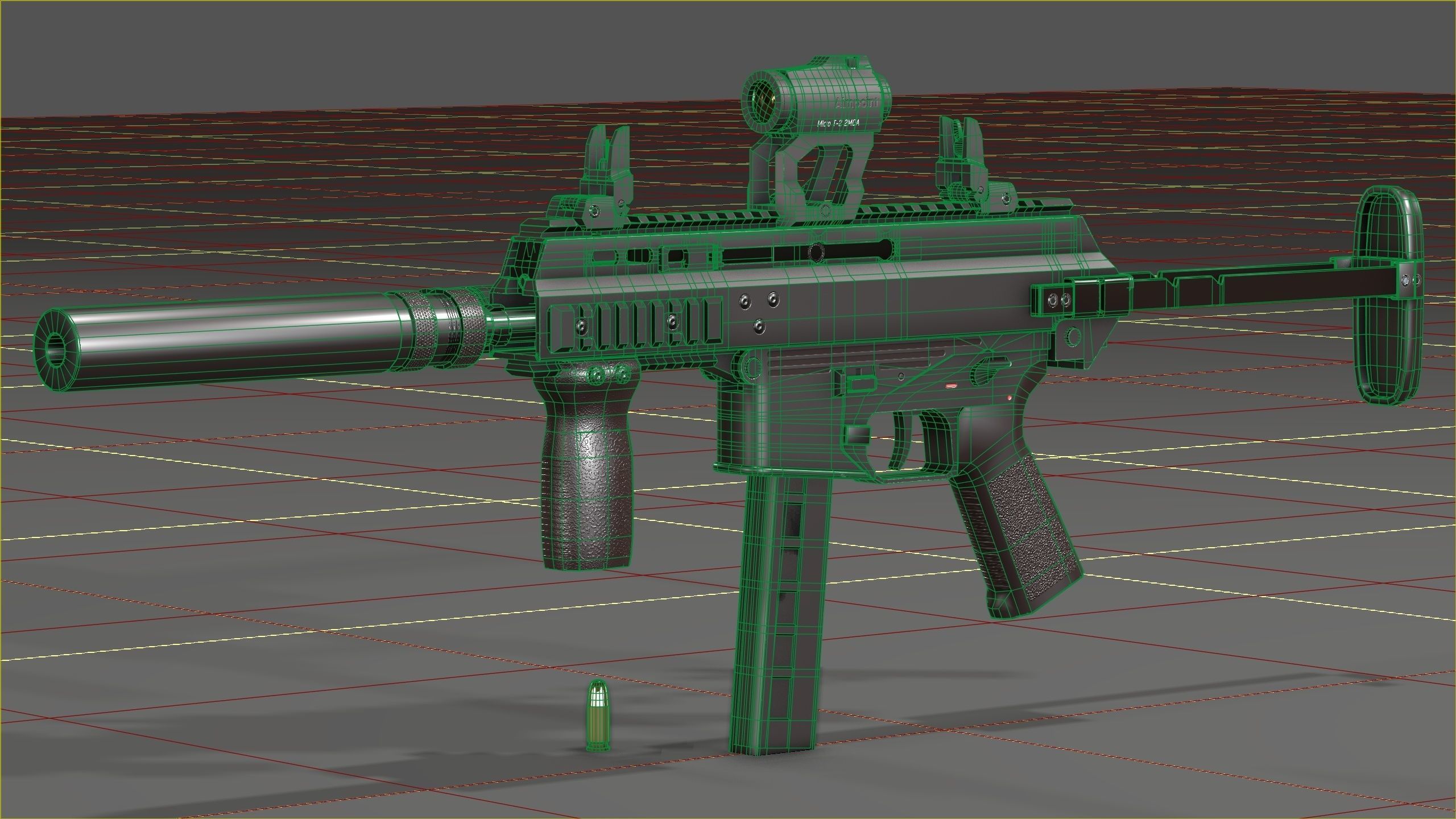 B and T APC PRO 9mm with suppressor and Surefire x400rv Low-poly 3D model_11