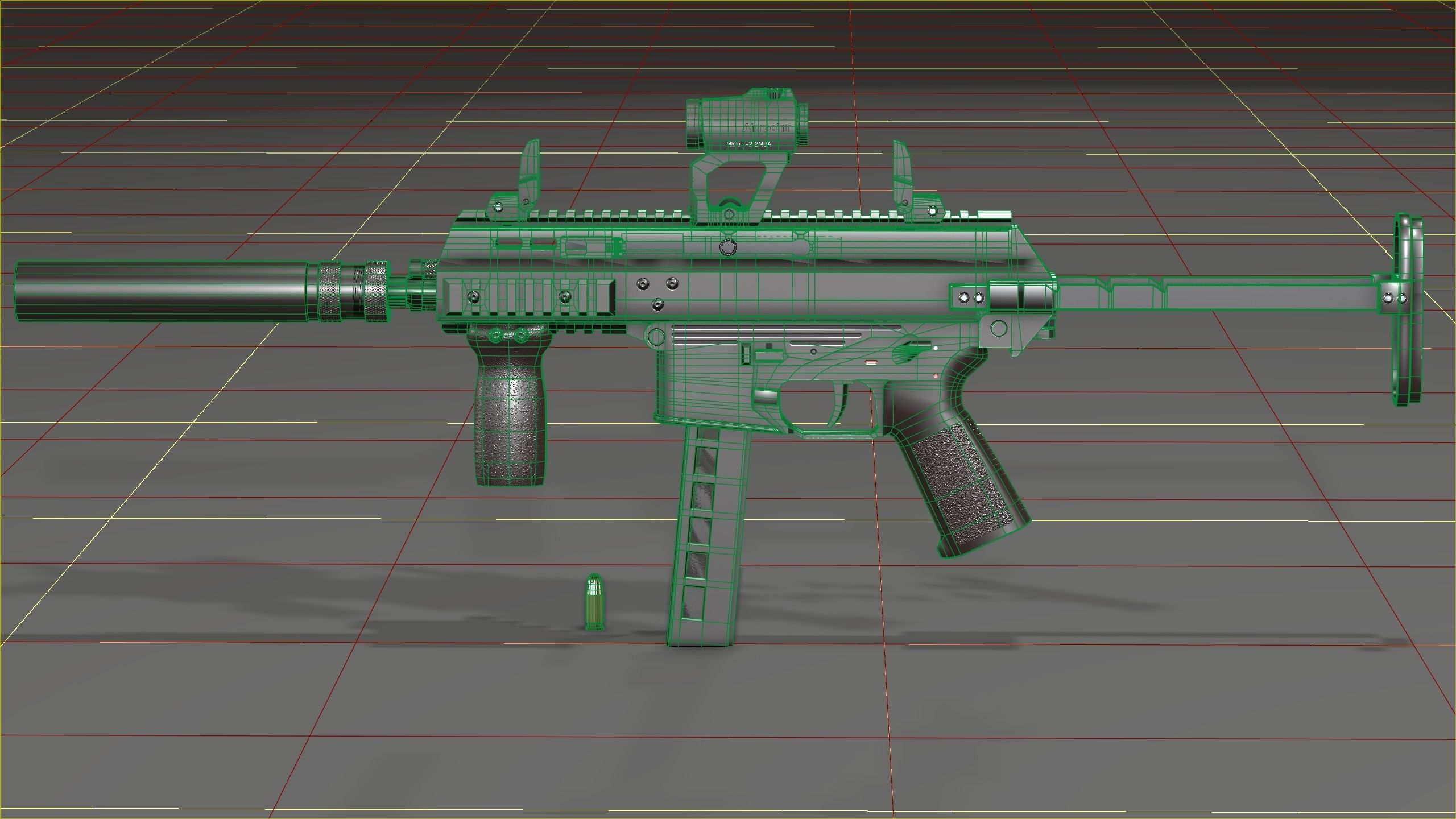 B and T APC PRO 9mm with suppressor and Surefire x400rv Low-poly 3D model_17