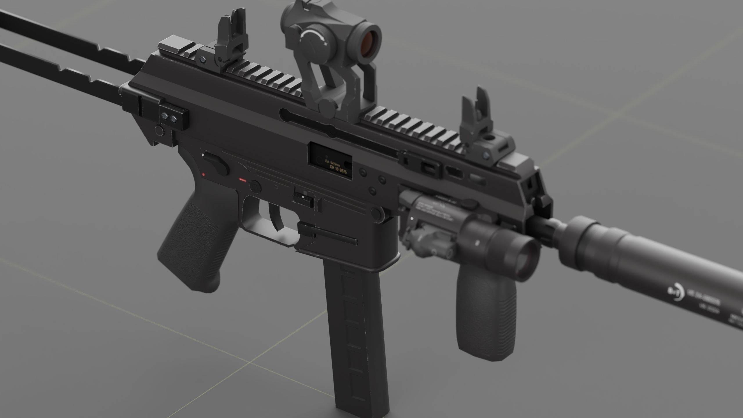 B and T APC PRO 9mm with suppressor and Surefire x400rv Low-poly 3D model_22