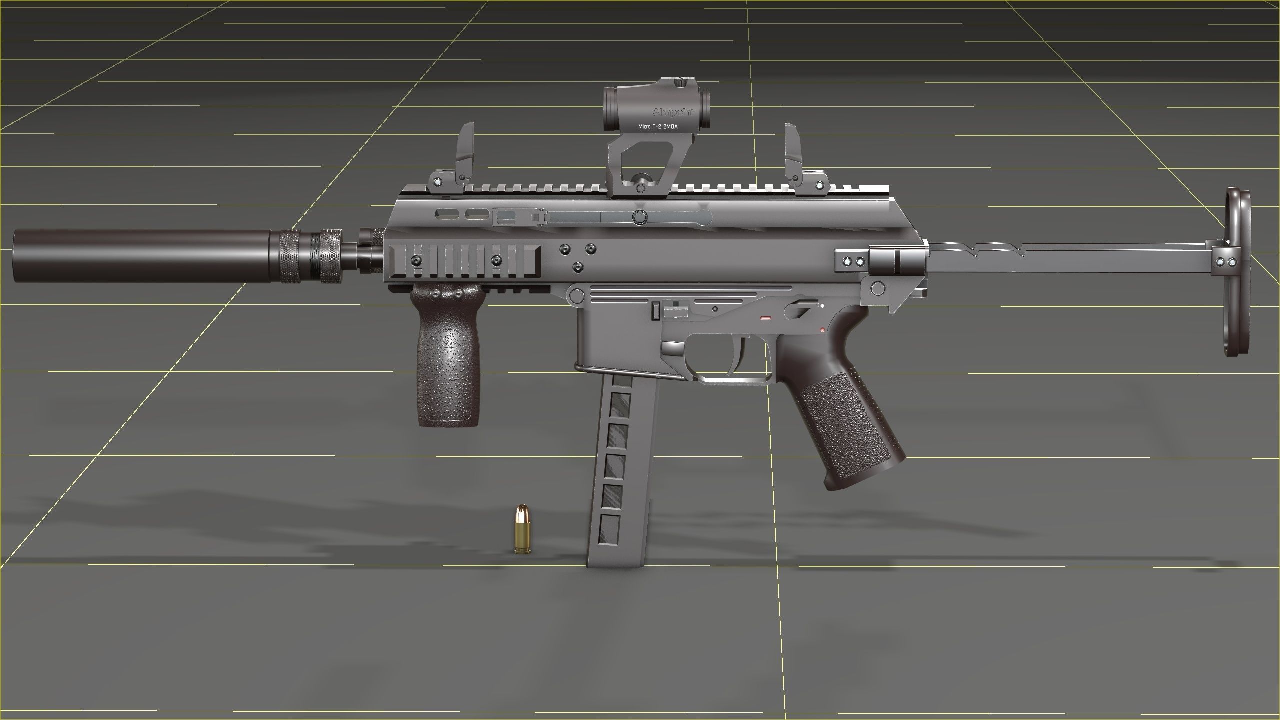 B and T APC PRO 9mm with suppressor and Surefire x400rv Low-poly 3D model_16