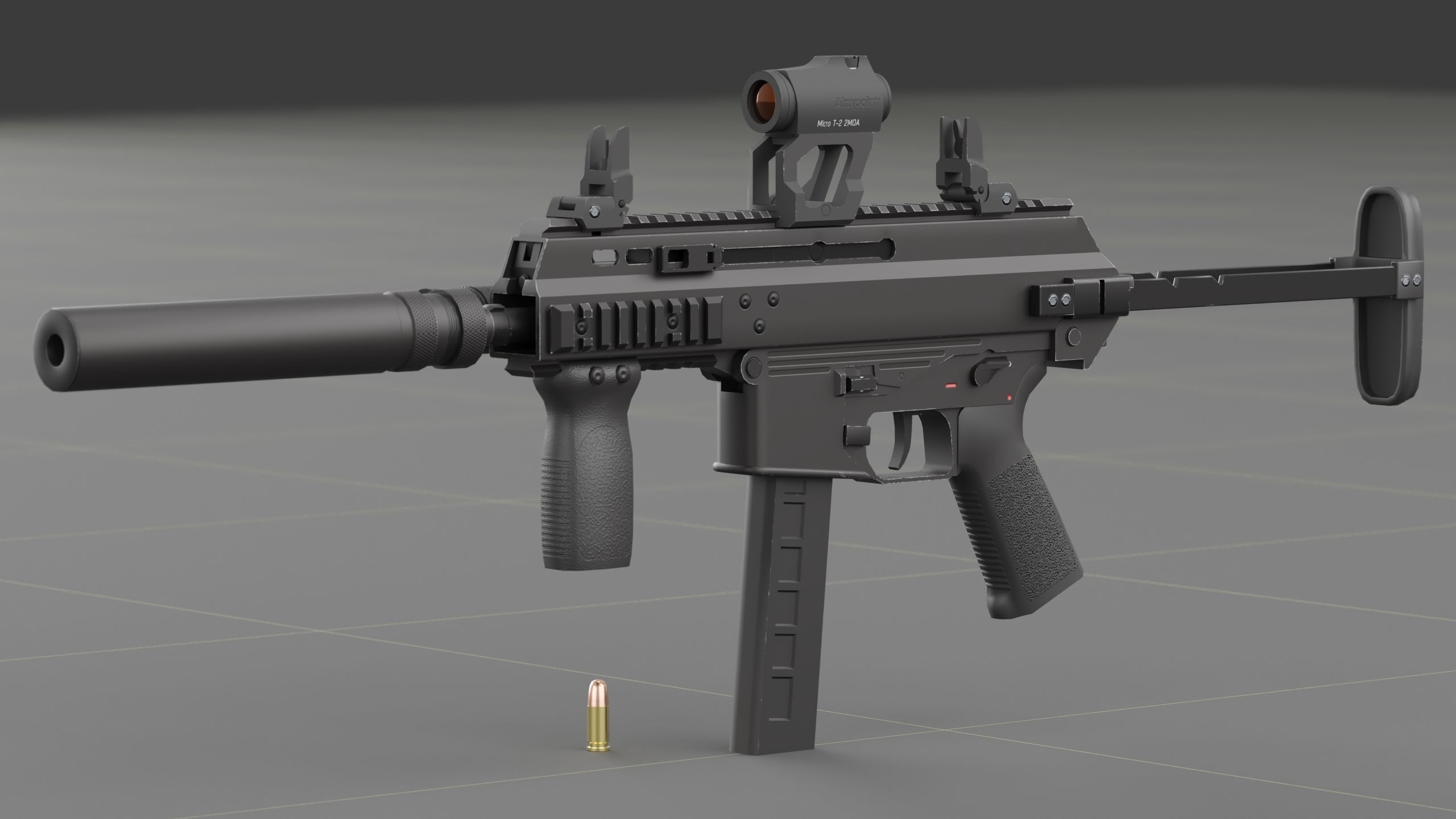 B and T APC PRO 9mm with suppressor and Surefire x400rv Low-poly 3D model_24