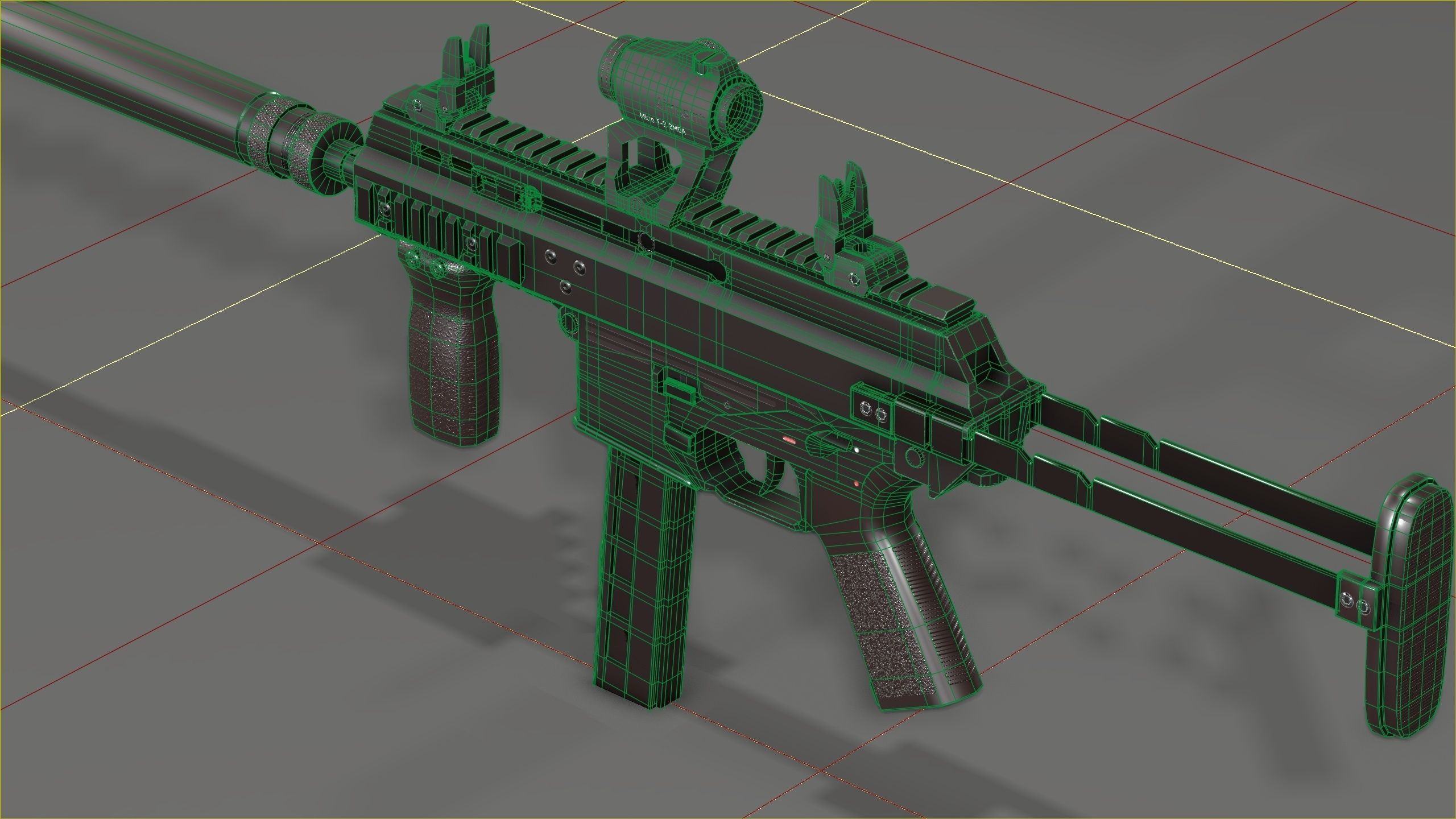 B and T APC PRO 9mm with suppressor and Surefire x400rv Low-poly 3D model_3