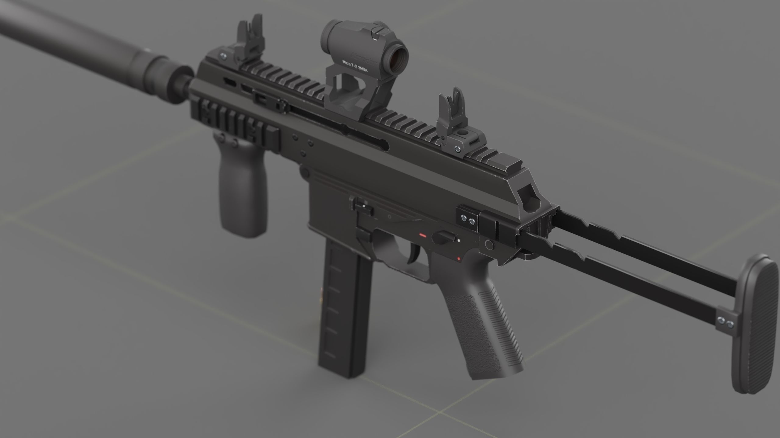 B and T APC PRO 9mm with suppressor and Surefire x400rv Low-poly 3D model_20