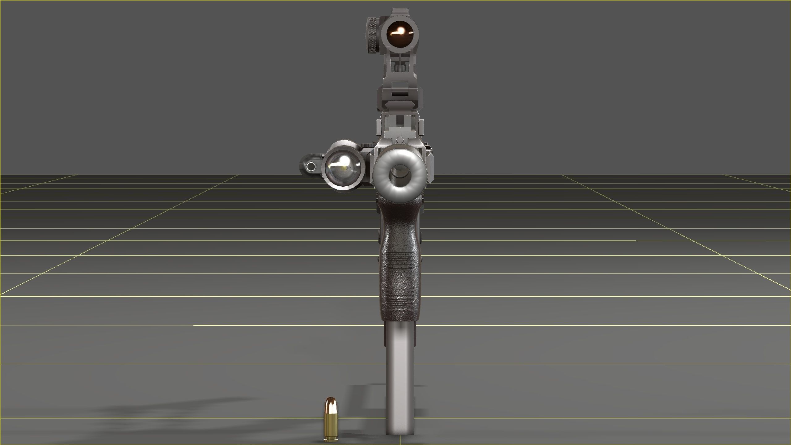 B and T APC PRO 9mm with suppressor and Surefire x400rv Low-poly 3D model_8