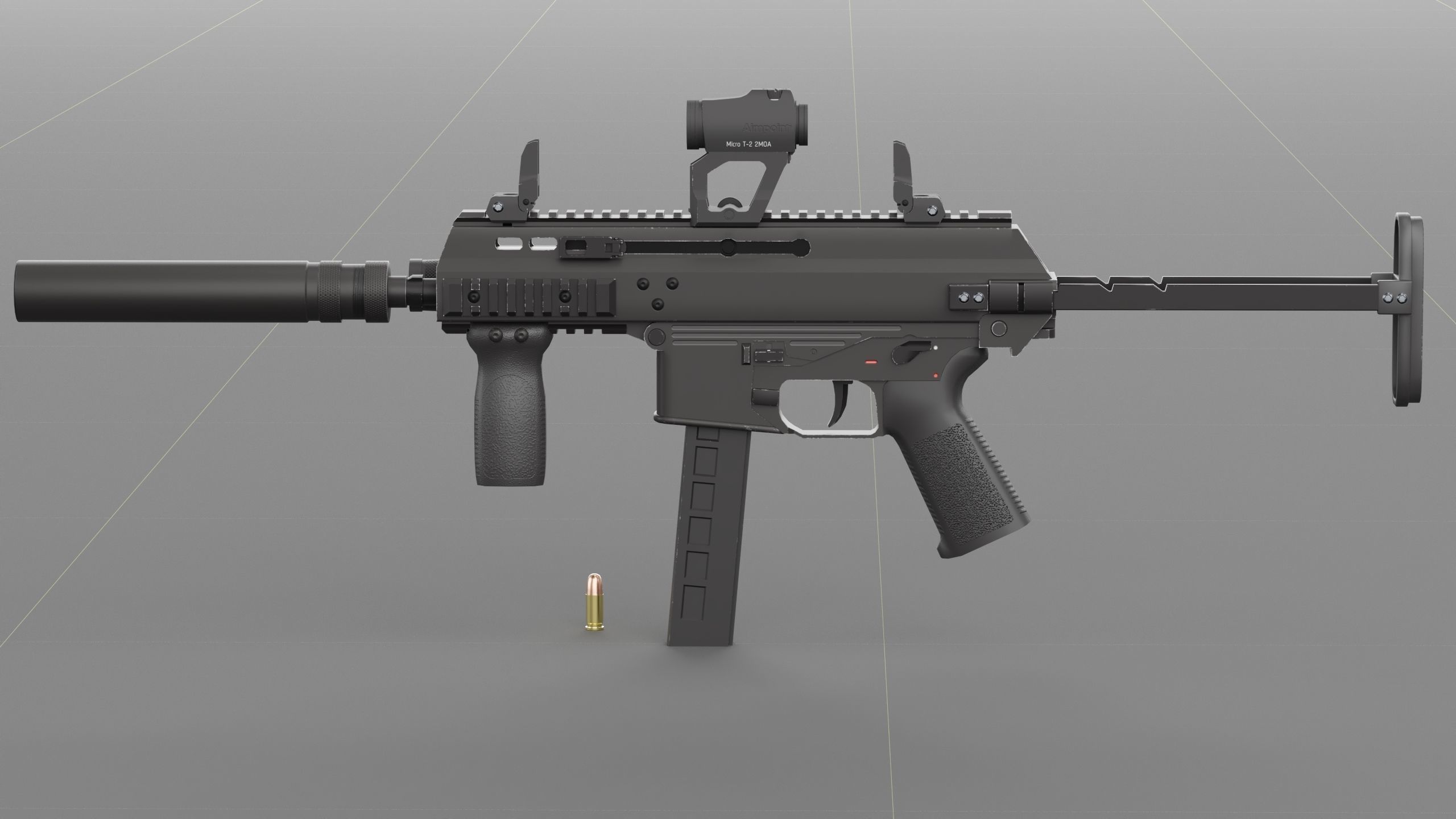 B and T APC PRO 9mm with suppressor and Surefire x400rv Low-poly 3D model_27
