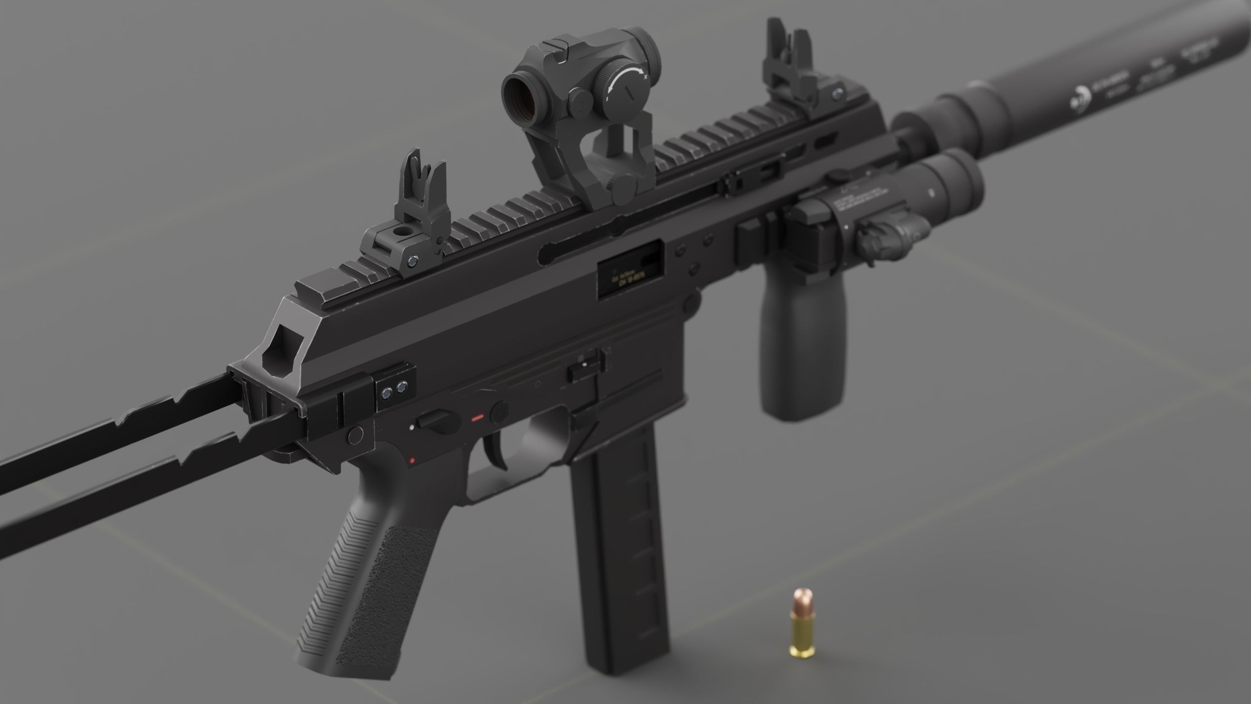 B and T APC PRO 9mm with suppressor and Surefire x400rv Low-poly 3D model_21