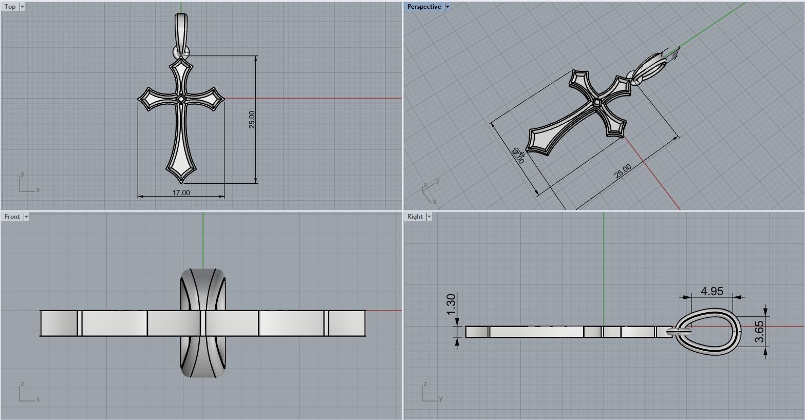 Simple cross model 541 3D print model_5