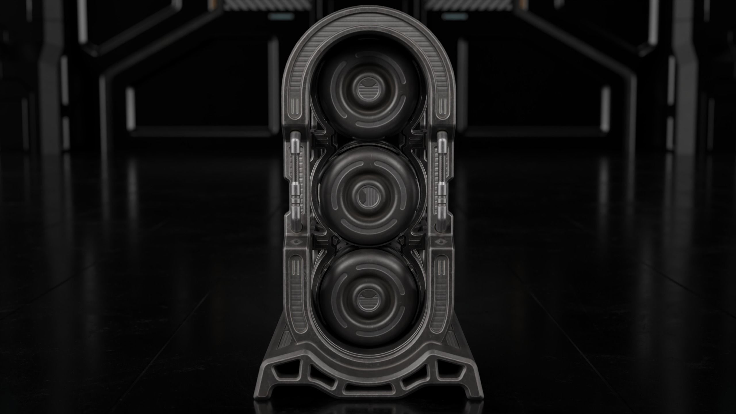 Sci-fi Barrel with Sci-fi Rack Low-poly 3D model_15