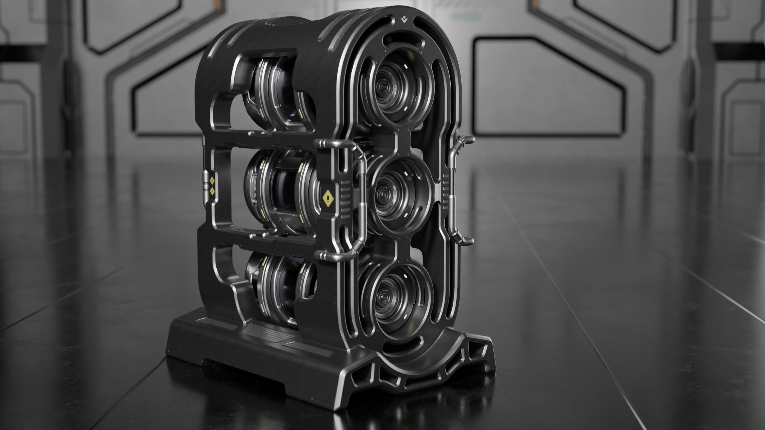 Sci-fi Barrel with Sci-fi Rack Low-poly 3D model_10