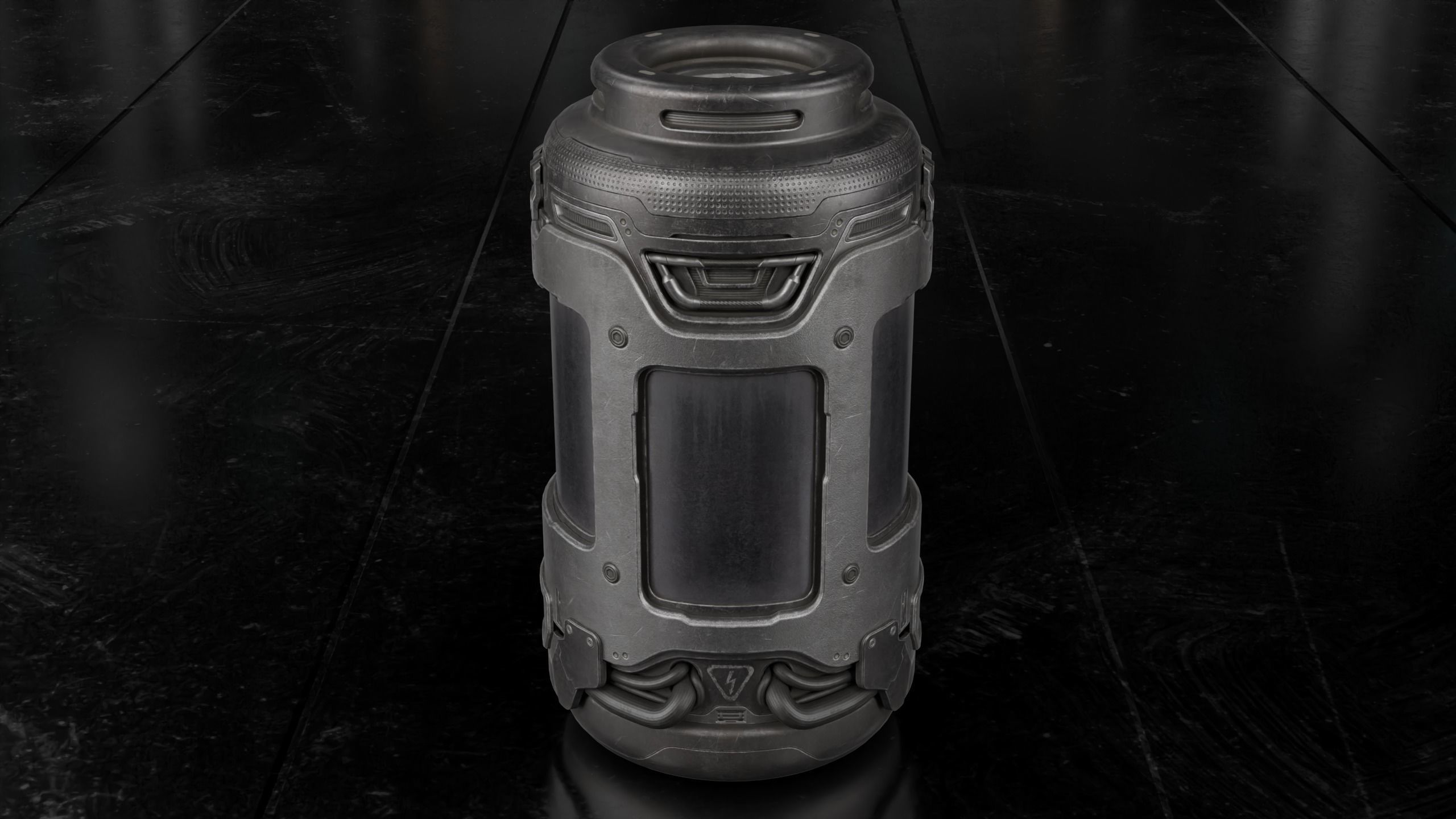 Sci-fi Barrel with Sci-fi Rack Low-poly 3D model_20