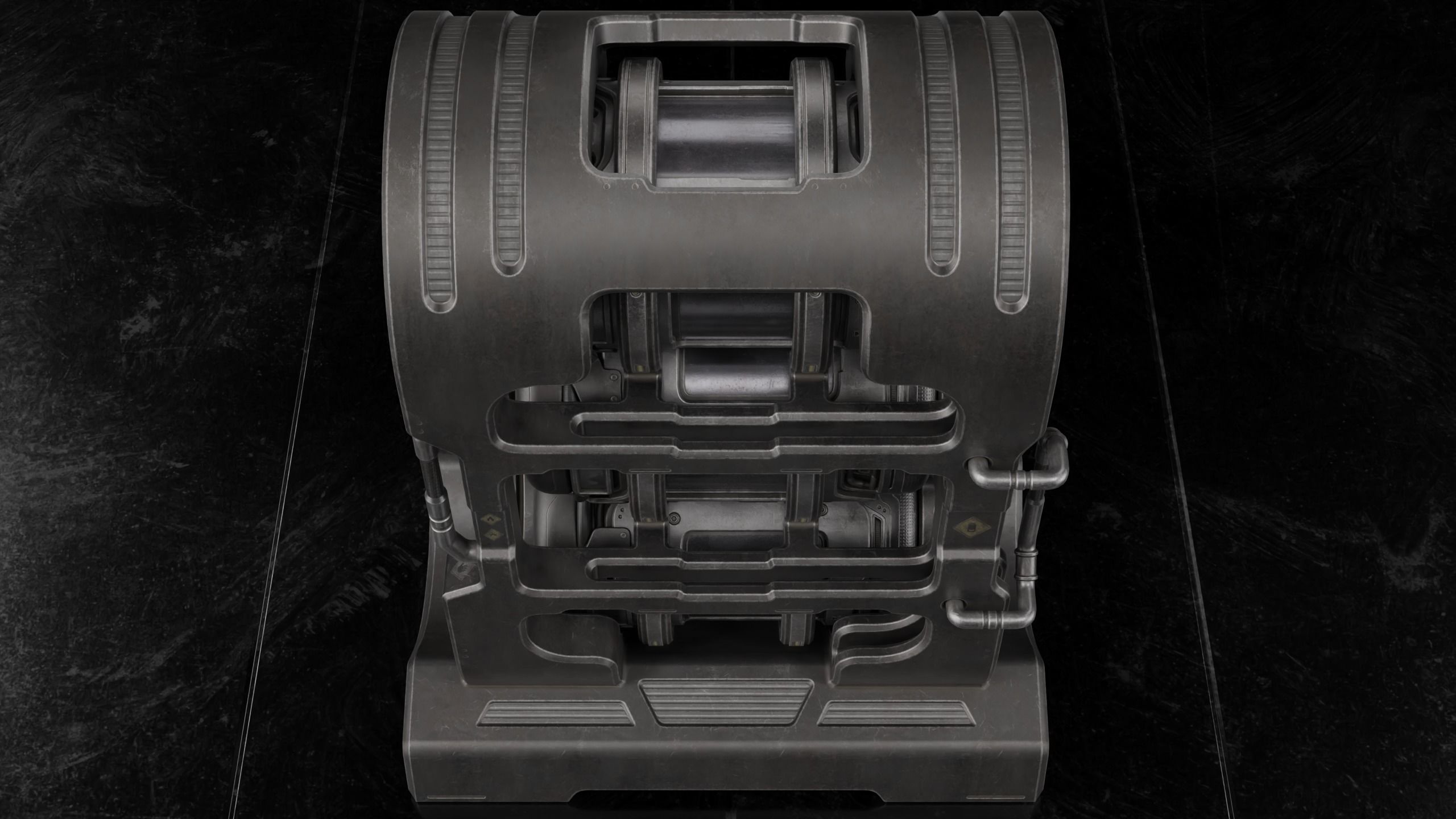 Sci-fi Barrel with Sci-fi Rack Low-poly 3D model_17