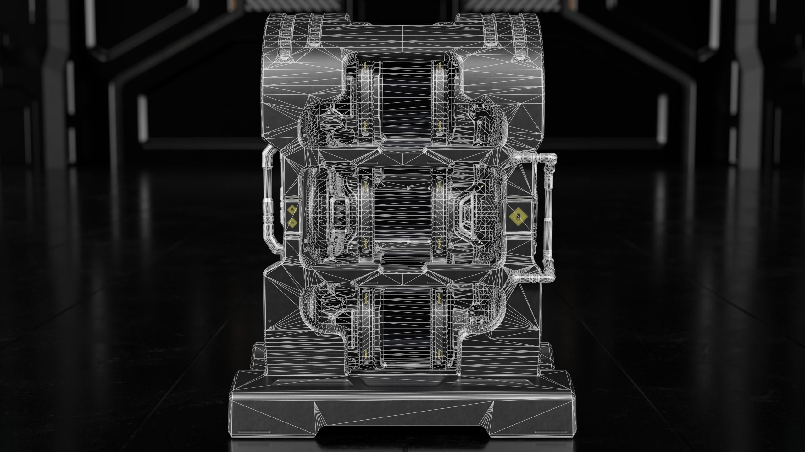 Sci-fi Barrel with Sci-fi Rack Low-poly 3D model_28