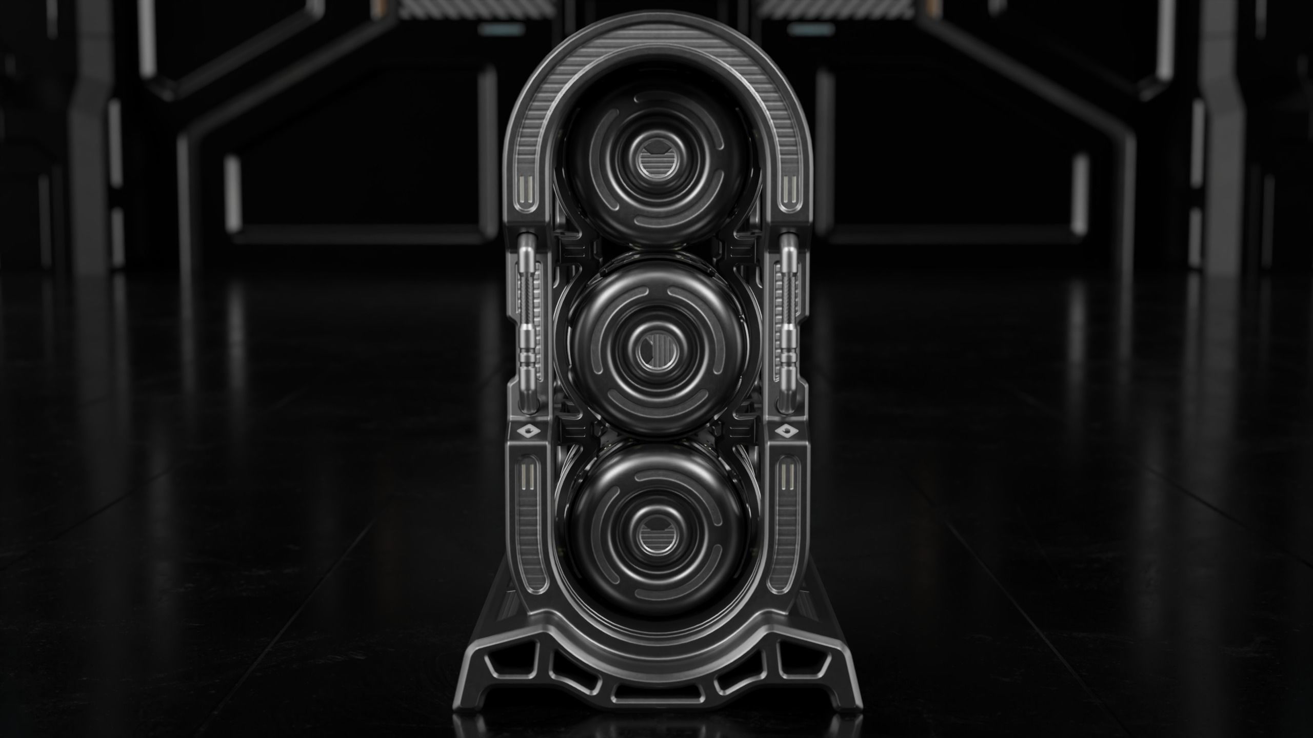 Sci-fi Barrel with Sci-fi Rack Low-poly 3D model_3