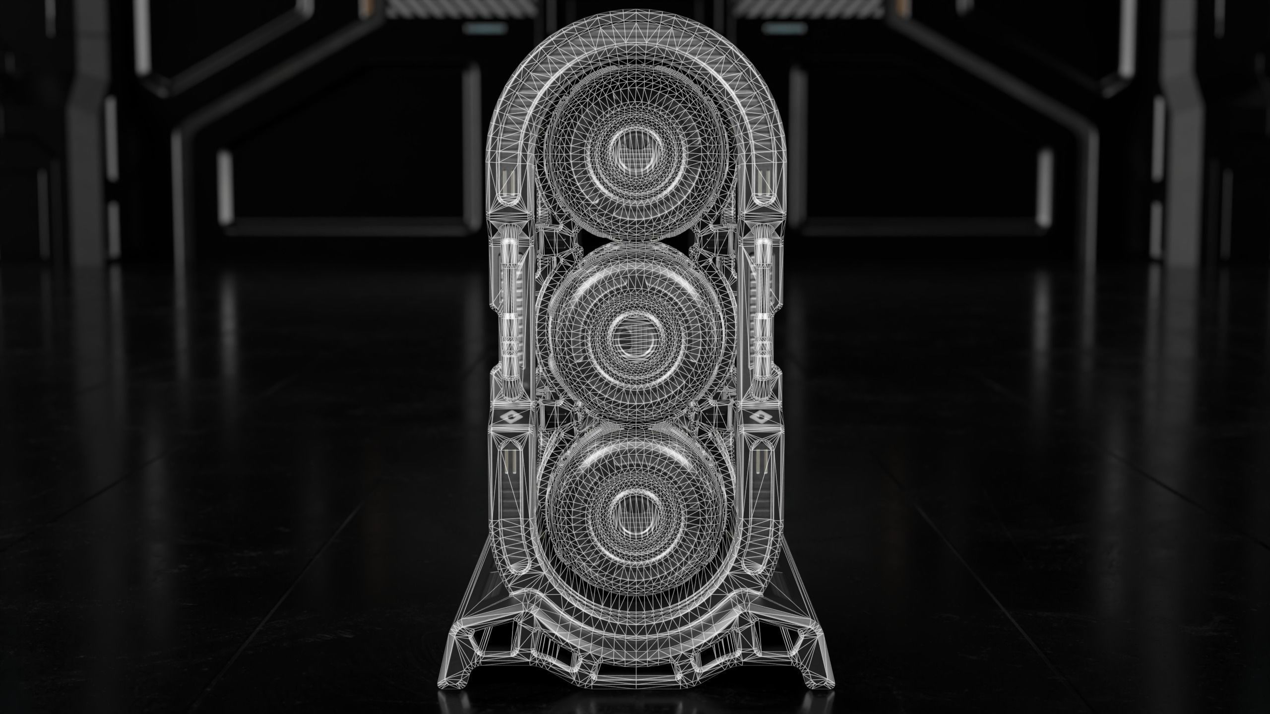 Sci-fi Barrel with Sci-fi Rack Low-poly 3D model_27