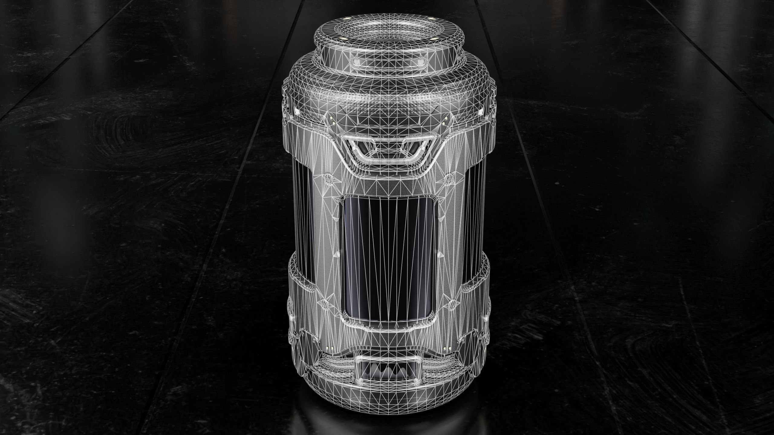 Sci-fi Barrel with Sci-fi Rack Low-poly 3D model_30