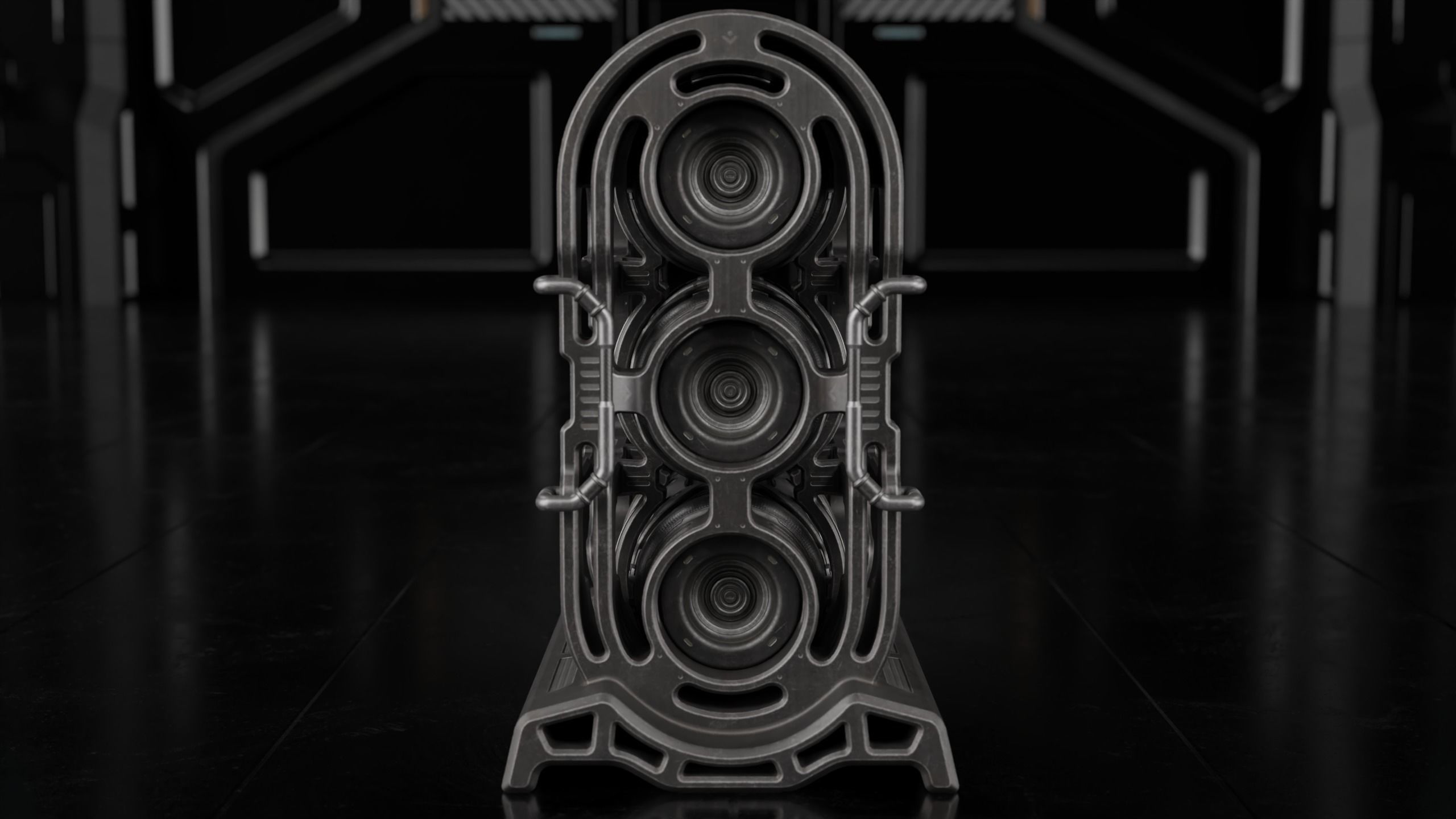 Sci-fi Barrel with Sci-fi Rack Low-poly 3D model_14