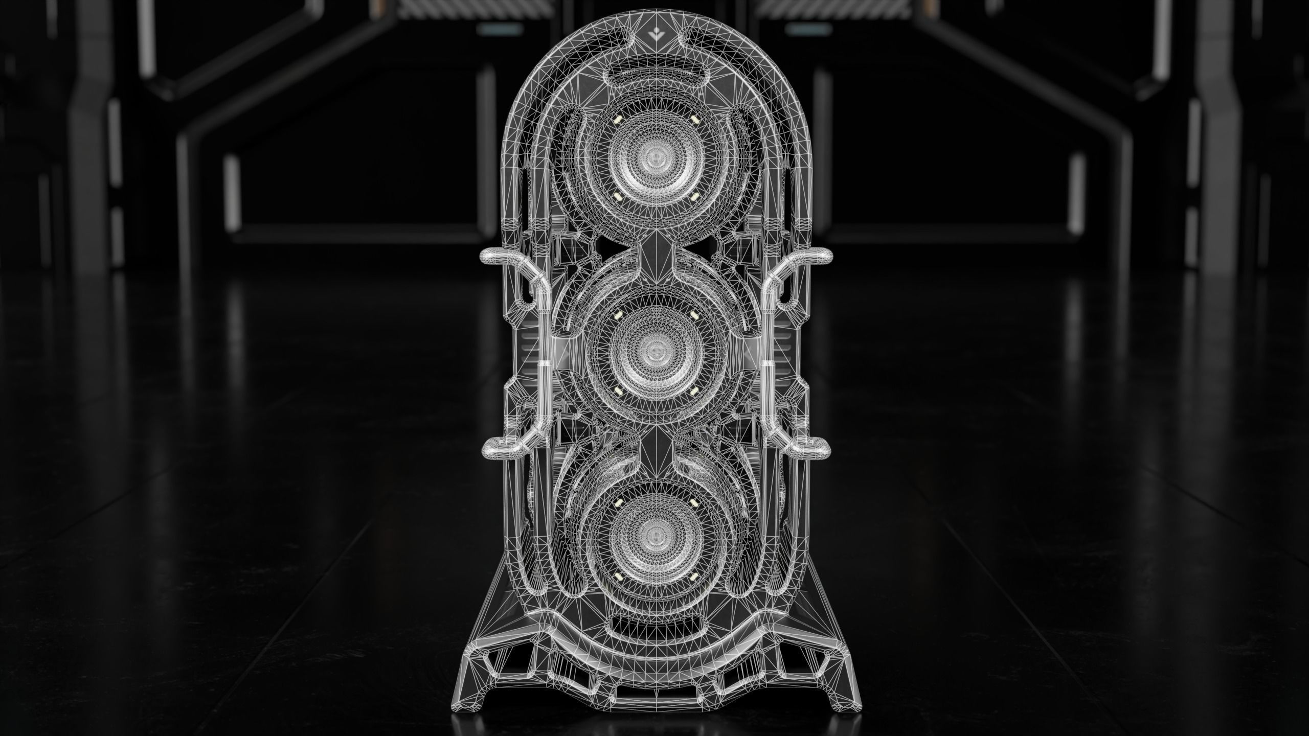 Sci-fi Barrel with Sci-fi Rack Low-poly 3D model_26