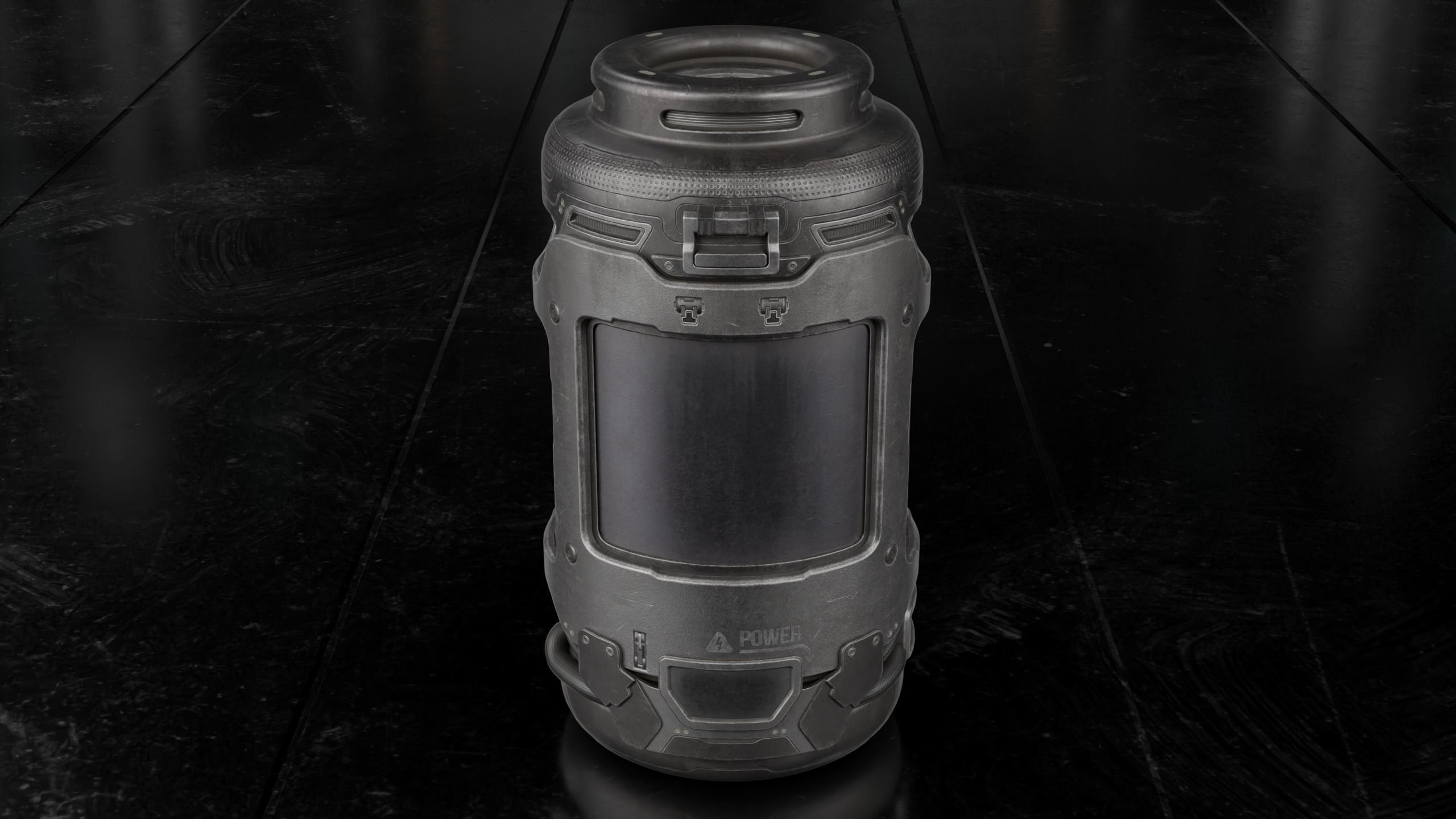 Sci-fi Barrel with Sci-fi Rack Low-poly 3D model_19