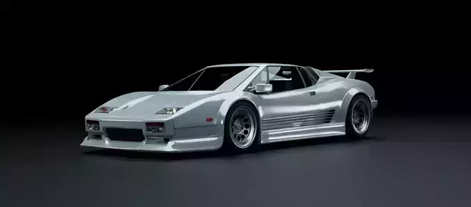 80s 90s generic facelifted supercar  Low-poly 3D model
