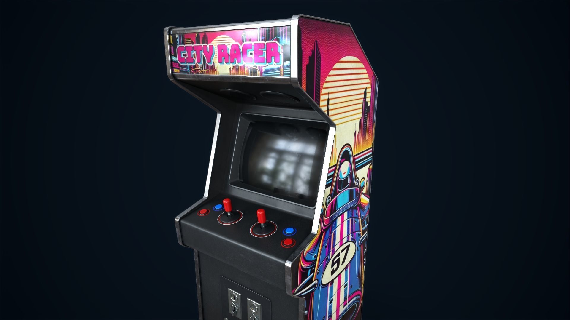 Retro gaming machine Low-poly 3D model_15