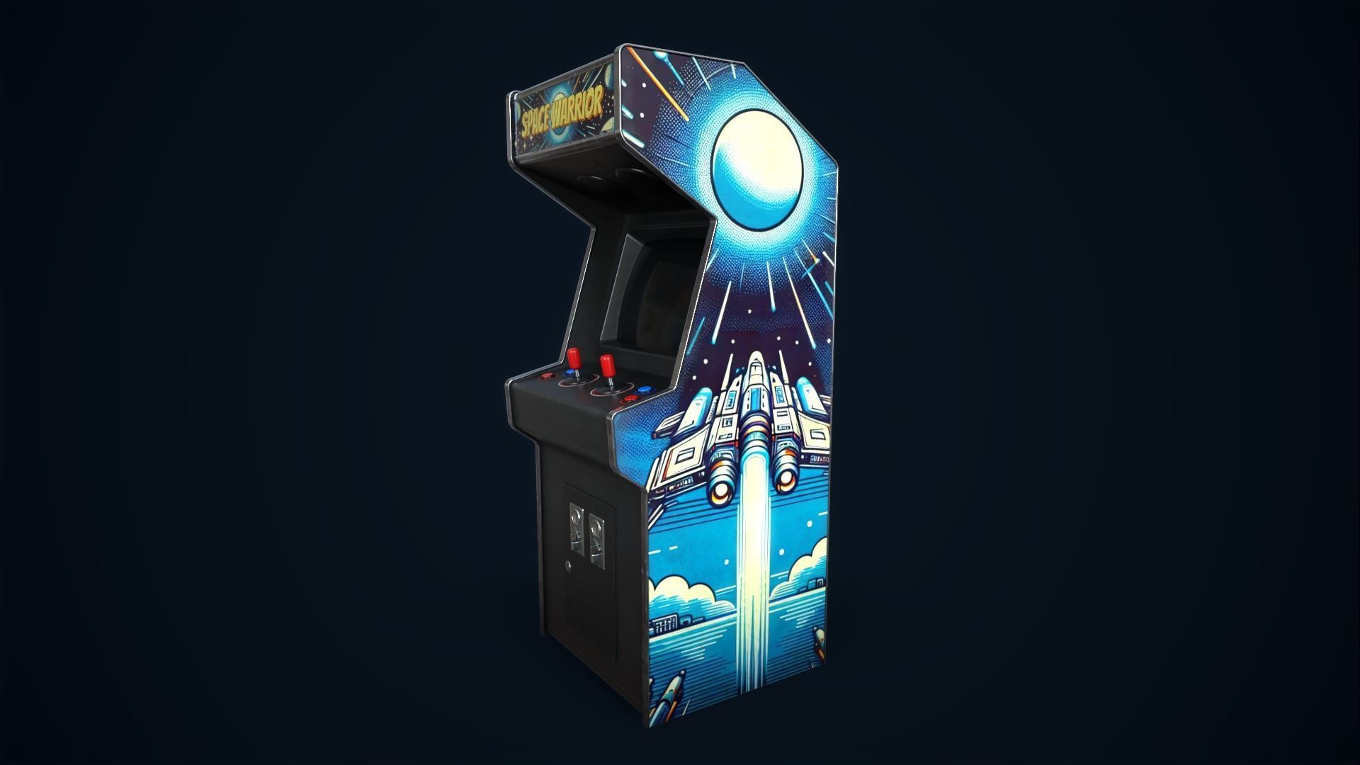 Retro gaming machine Low-poly 3D model_9