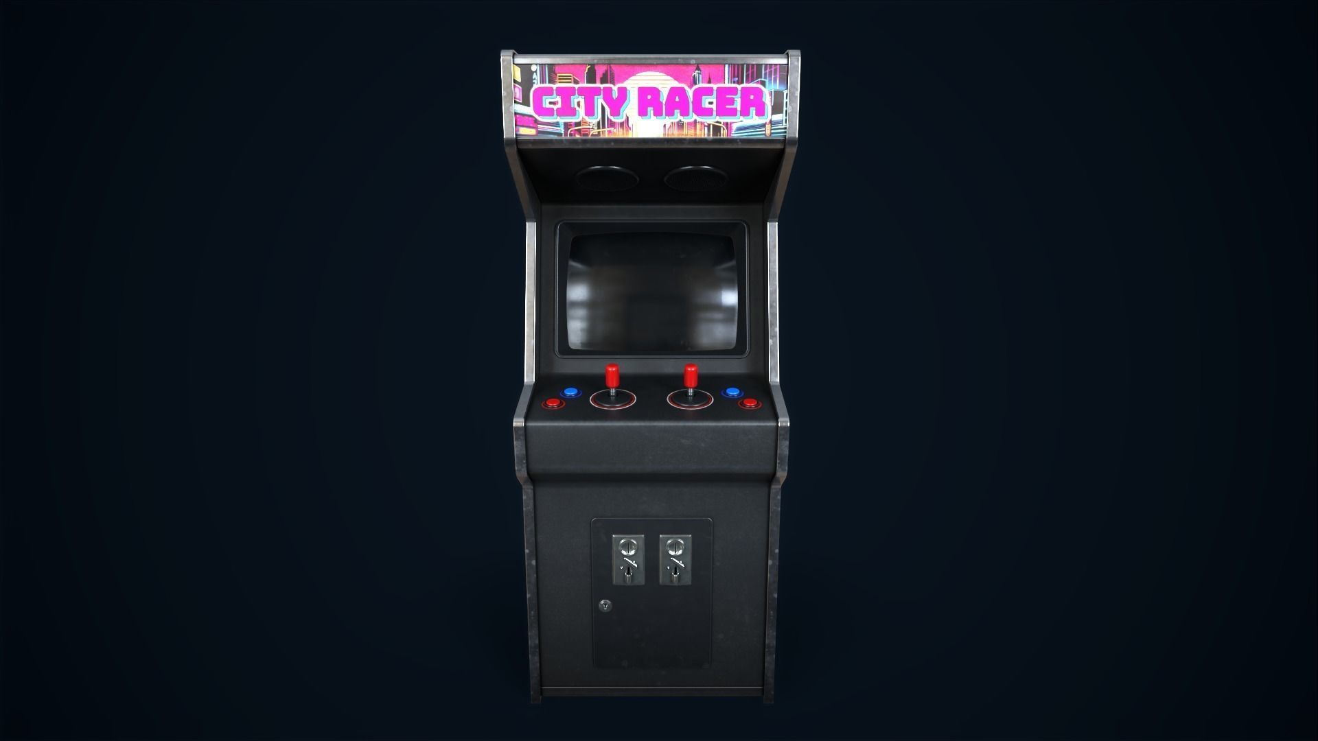 Retro gaming machine Low-poly 3D model_7