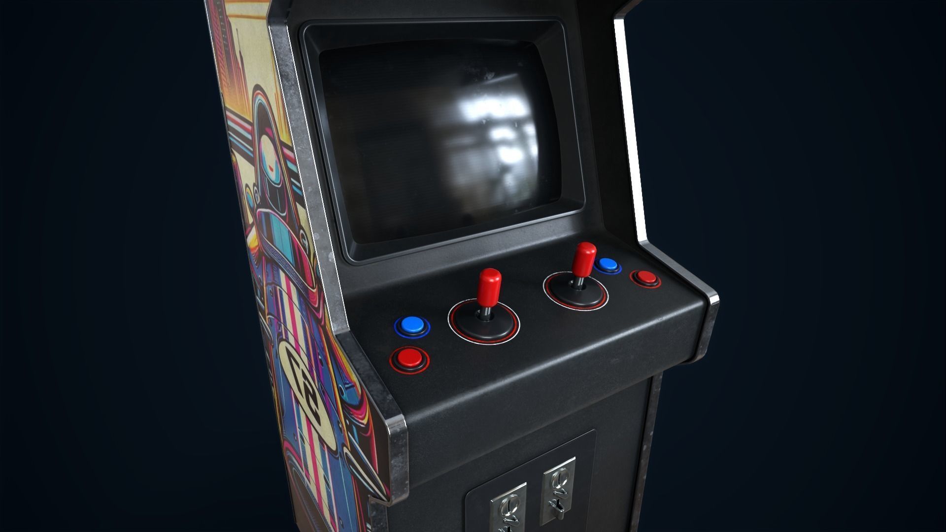 Retro gaming machine Low-poly 3D model_12