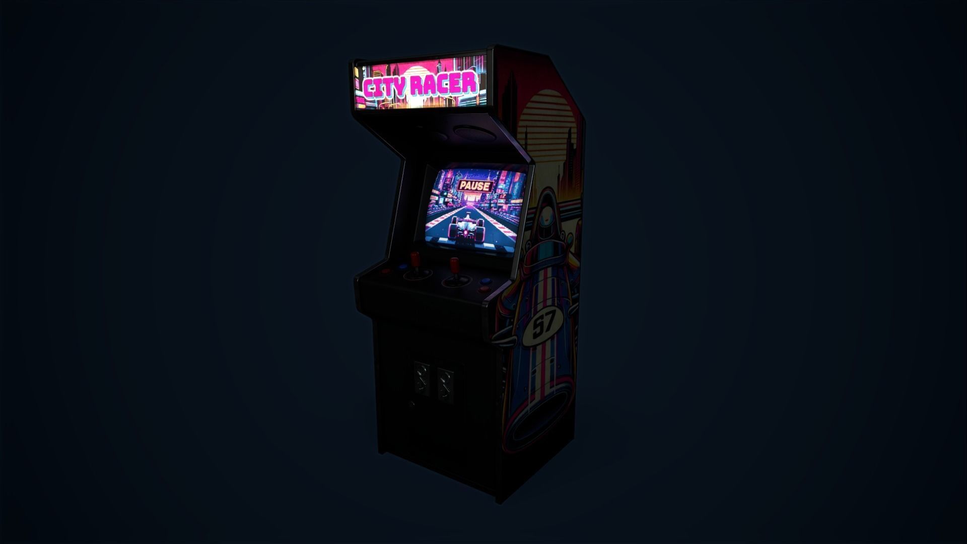 Retro gaming machine Low-poly 3D model_3