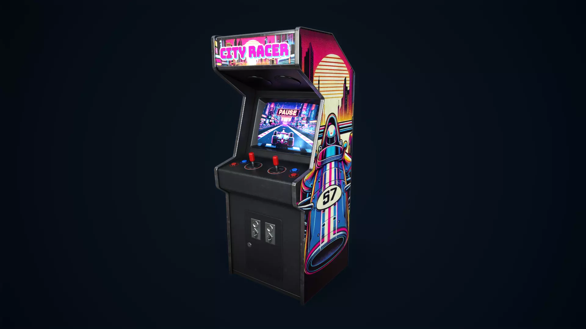 Retro gaming machine Low-poly 3D model_0
