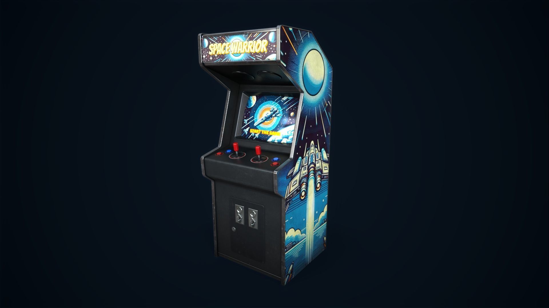 Retro gaming machine Low-poly 3D model_1