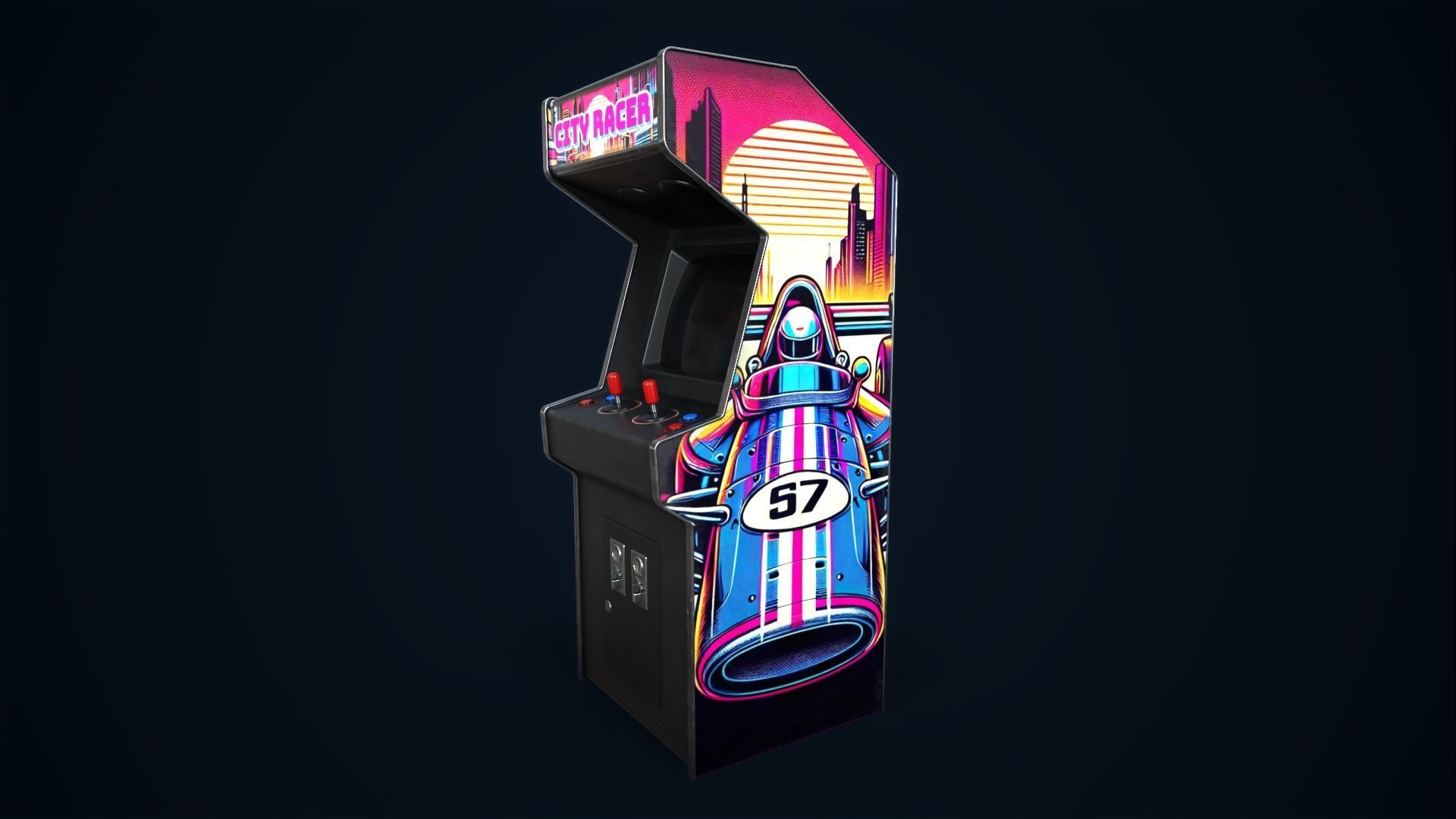 Retro gaming machine Low-poly 3D model_8