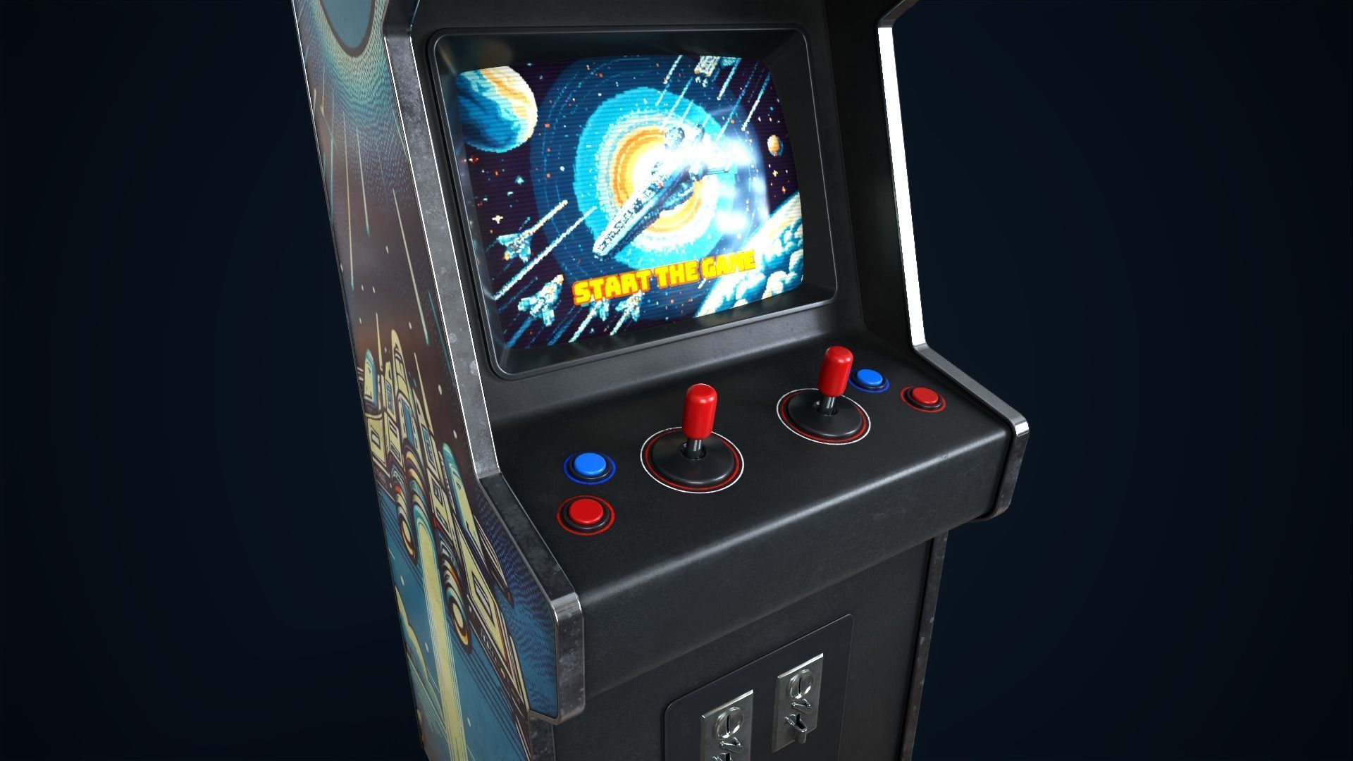 Retro gaming machine Low-poly 3D model_14