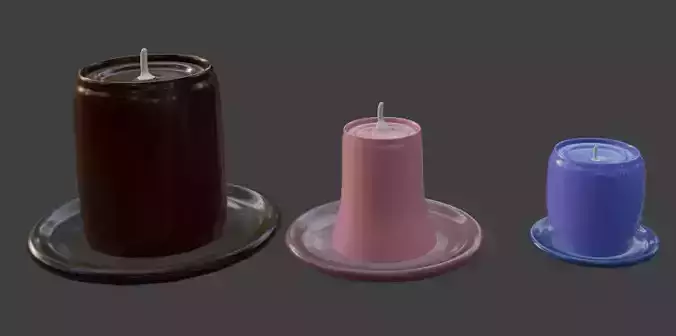 Set of 3 candles and their base