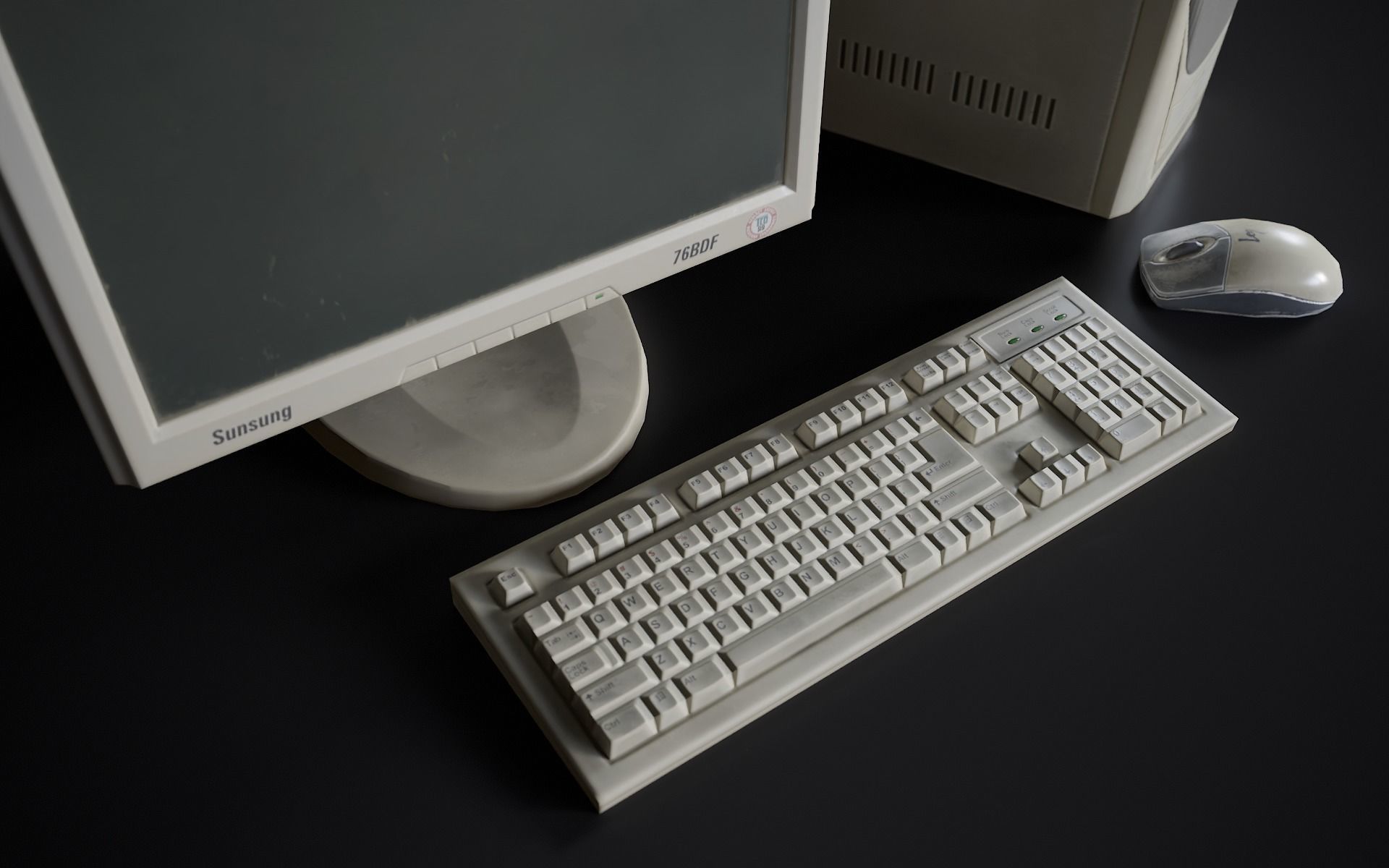 Old PC Personal computer Low-poly 3D model_10