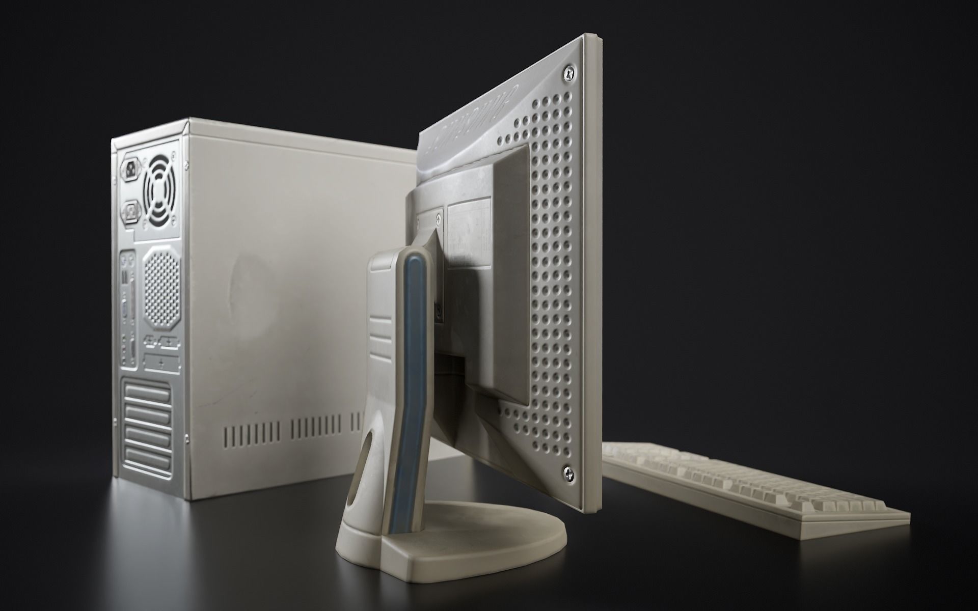 Old PC Personal computer Low-poly 3D model_7