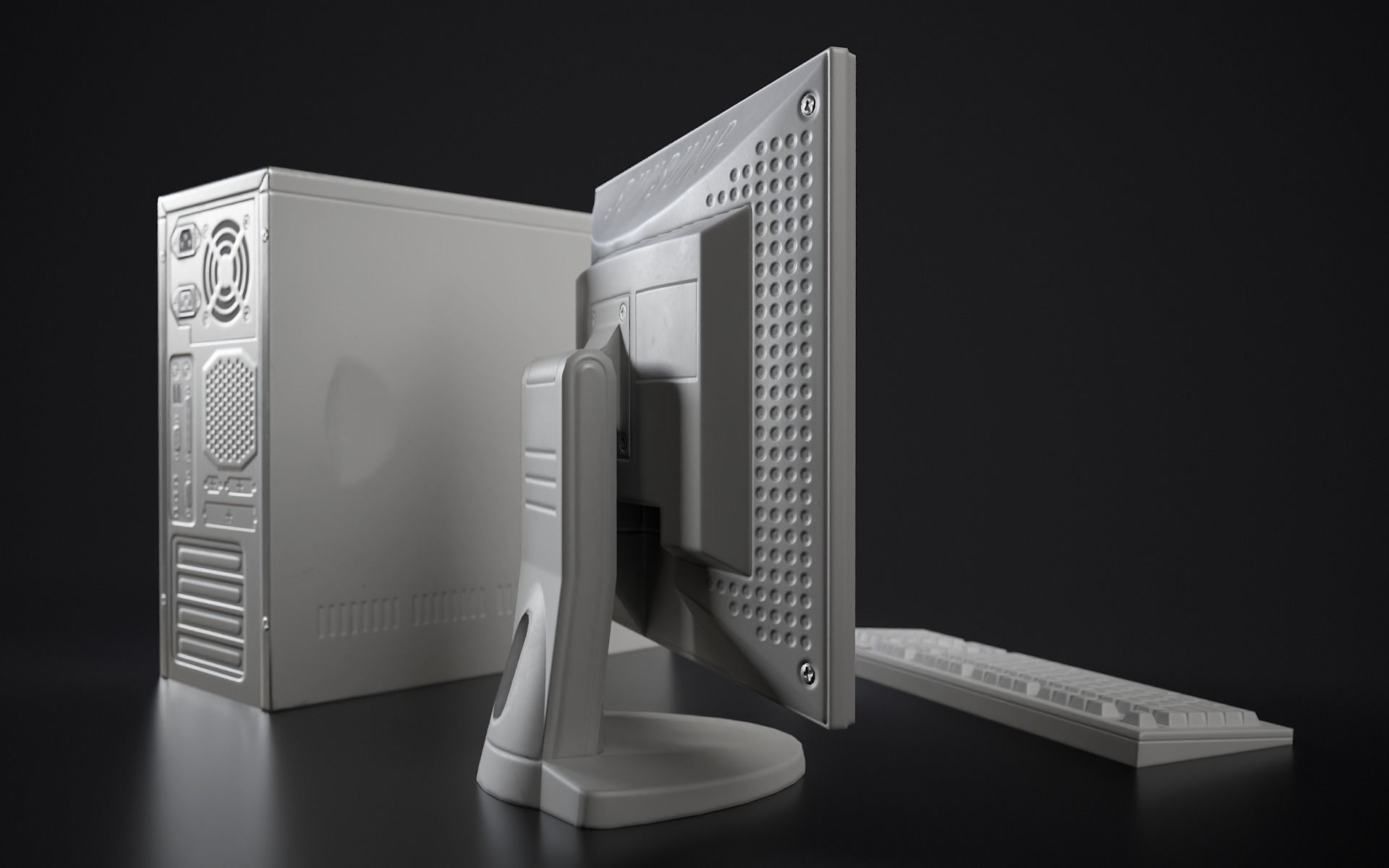 Old PC Personal computer Low-poly 3D model_8