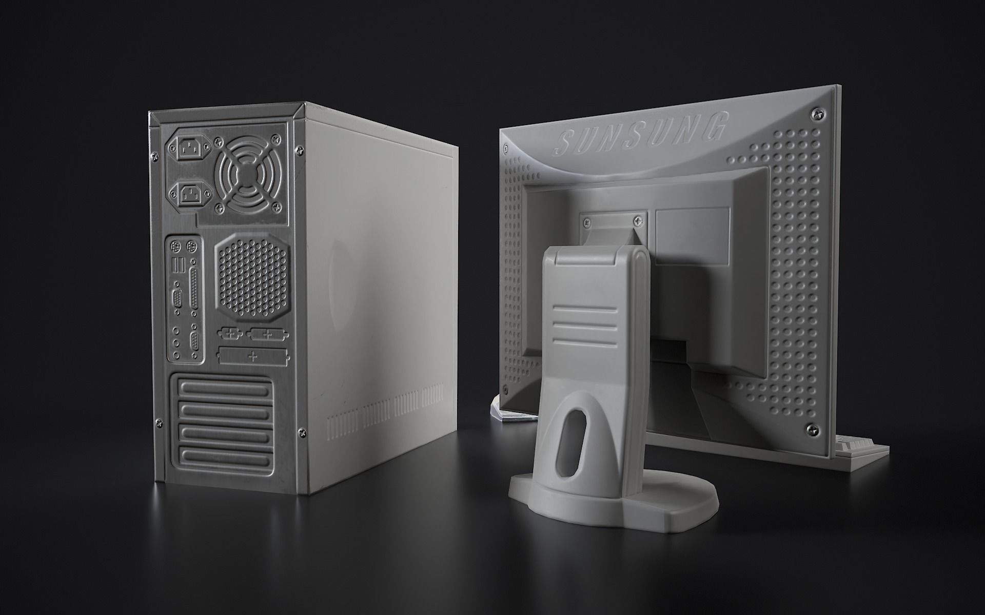 Old PC Personal computer Low-poly 3D model_5