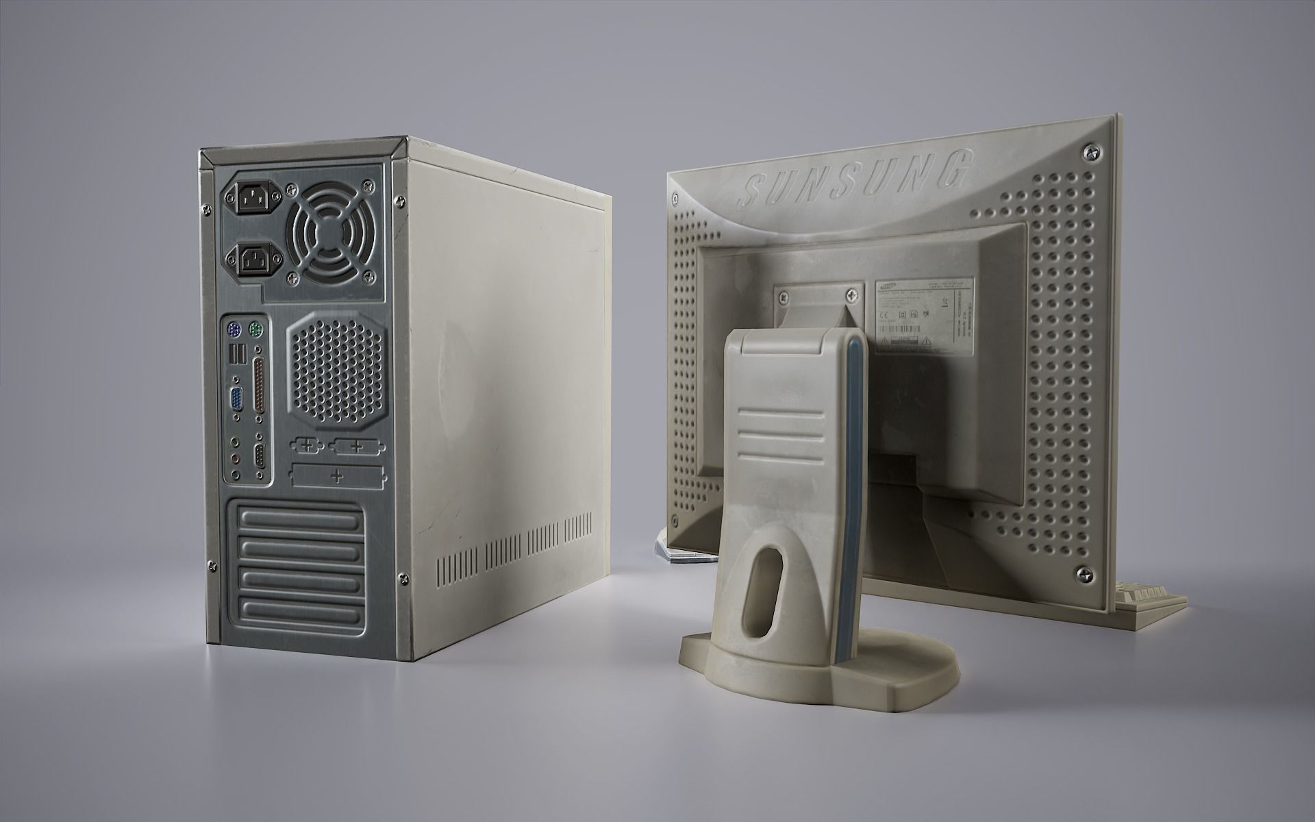Old PC Personal computer Low-poly 3D model_3