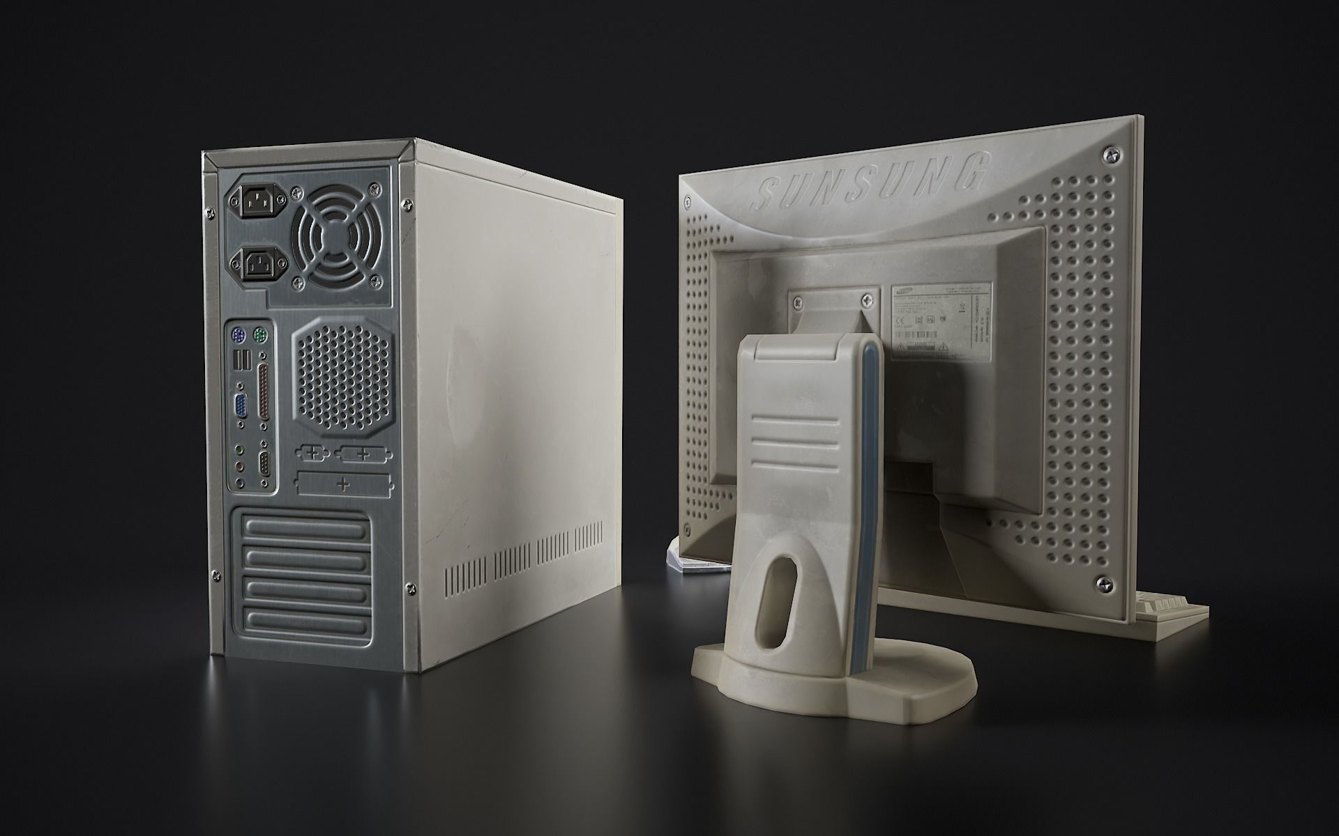 Old PC Personal computer Low-poly 3D model_4