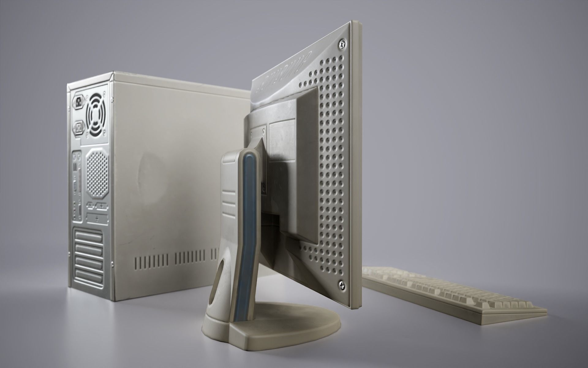 Old PC Personal computer Low-poly 3D model_6