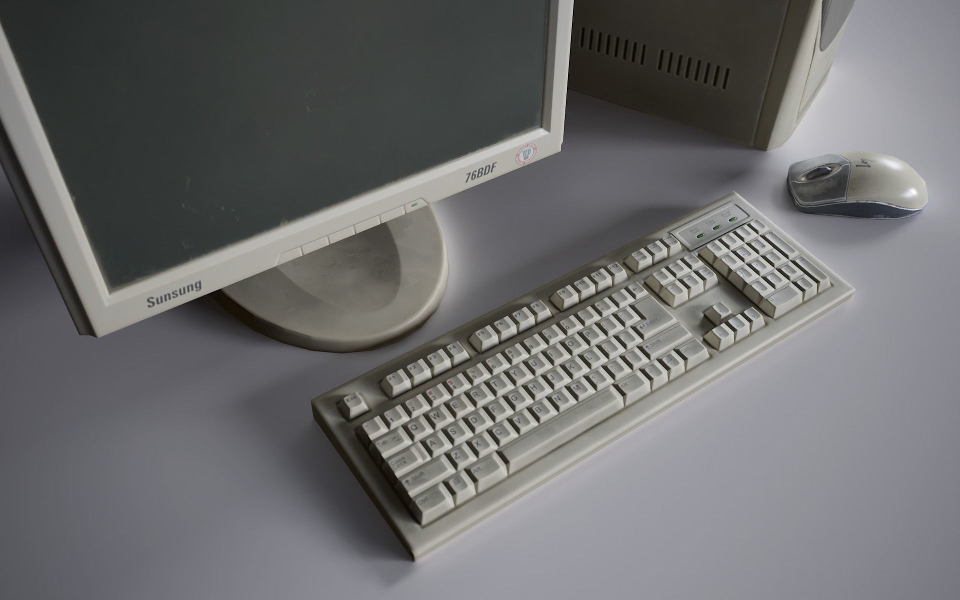 Old PC Personal computer Low-poly 3D model_9