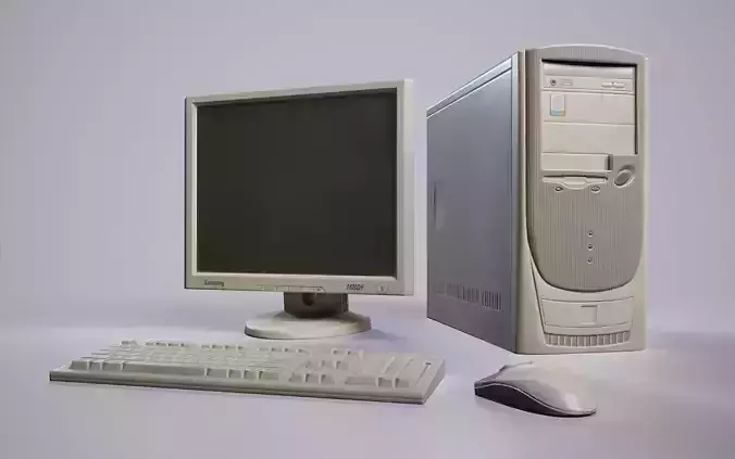 Old PC Personal computer Low-poly 3D model