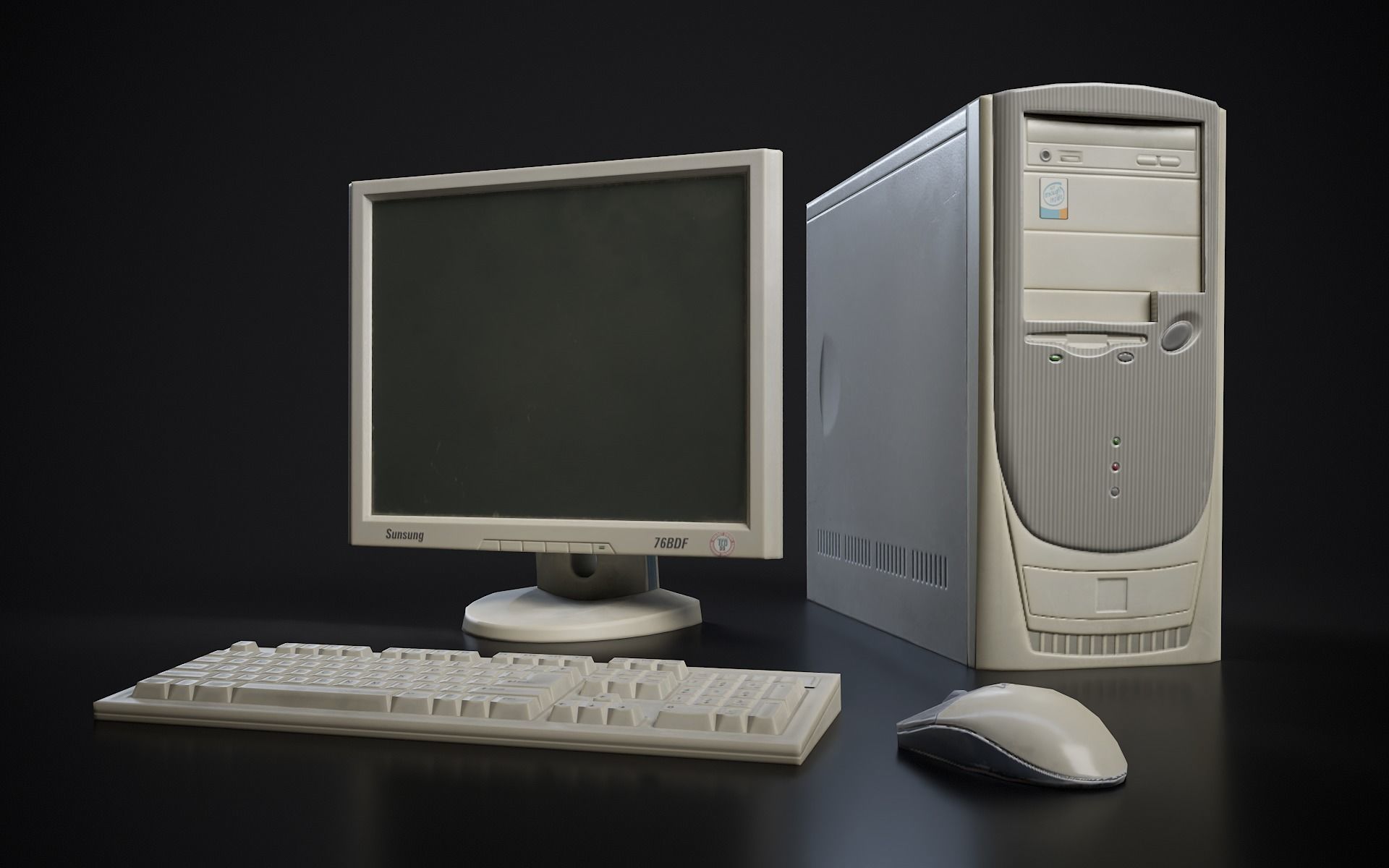 Old PC Personal computer Low-poly 3D model_1