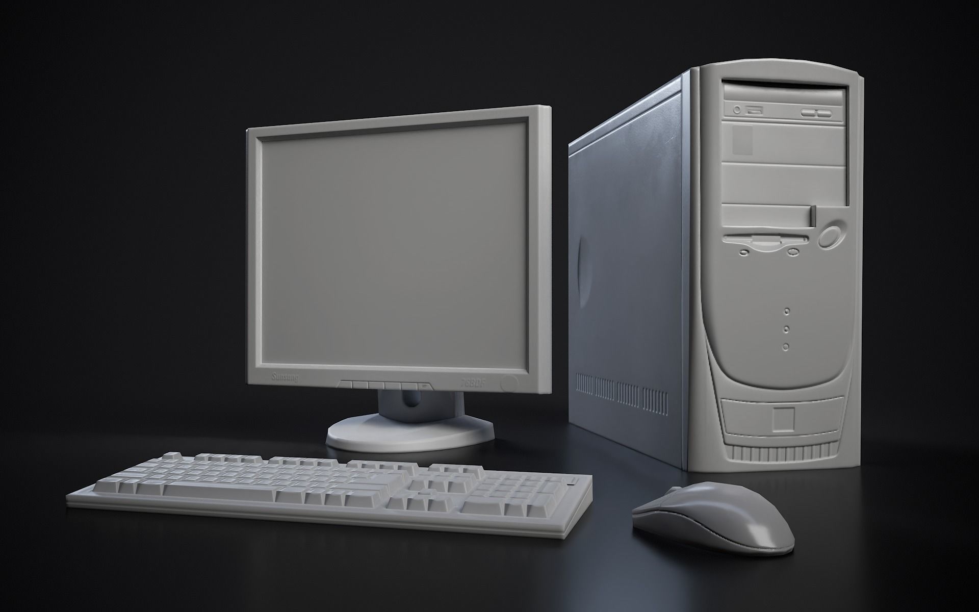 Old PC Personal computer Low-poly 3D model_2