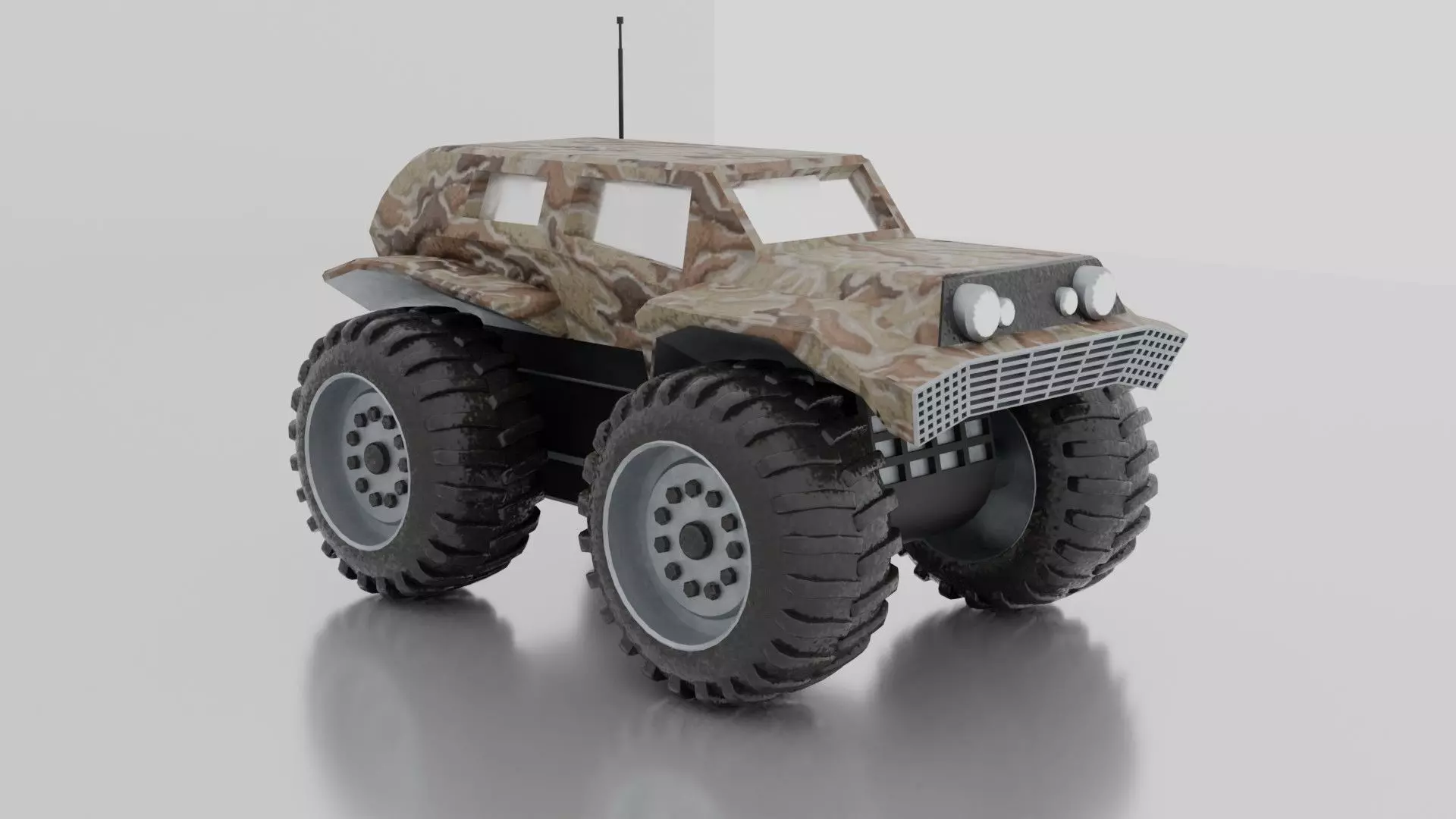 Monster Car Low-poly 3D model_0