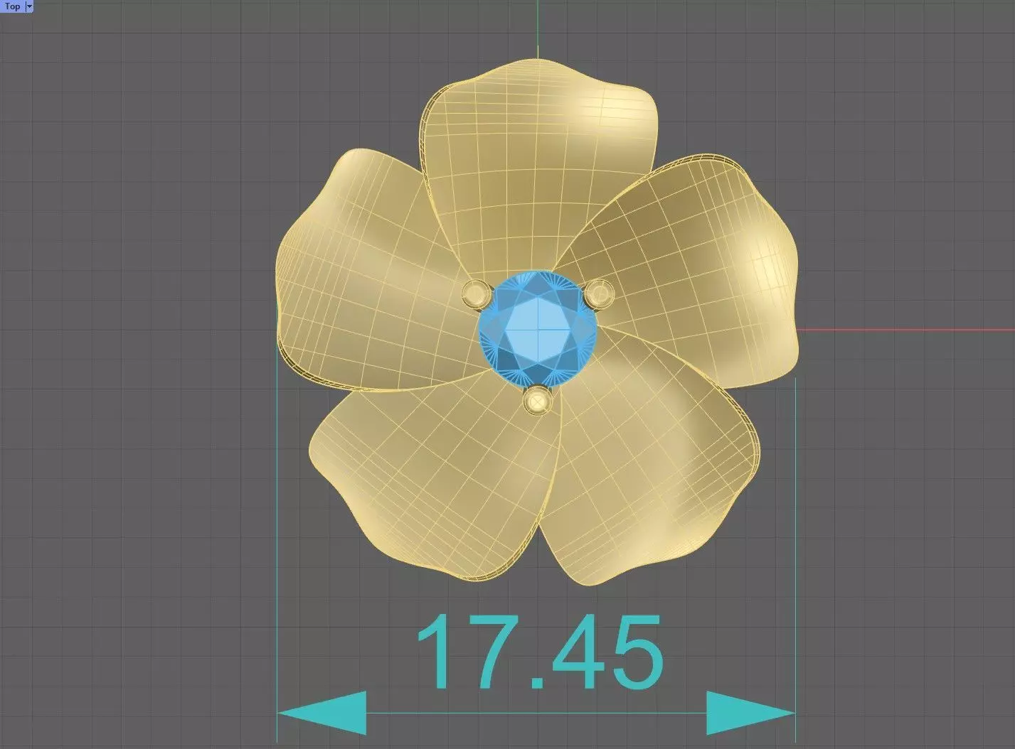 Flower pendant with setting for 1 central stone Free 3D print model