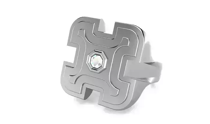 gents pyramid diamond octagon signet ring  size 8