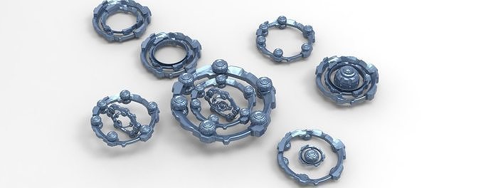 Alien technology orb array collection Low-poly 3D model