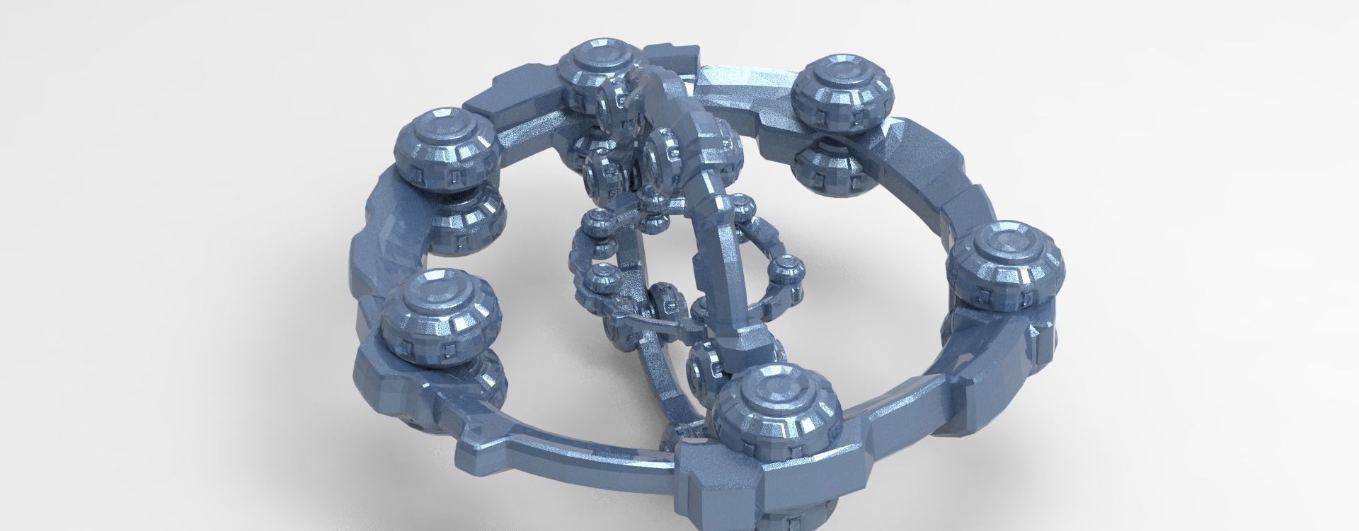 Grey technology orb array  Low-poly 3D model_1